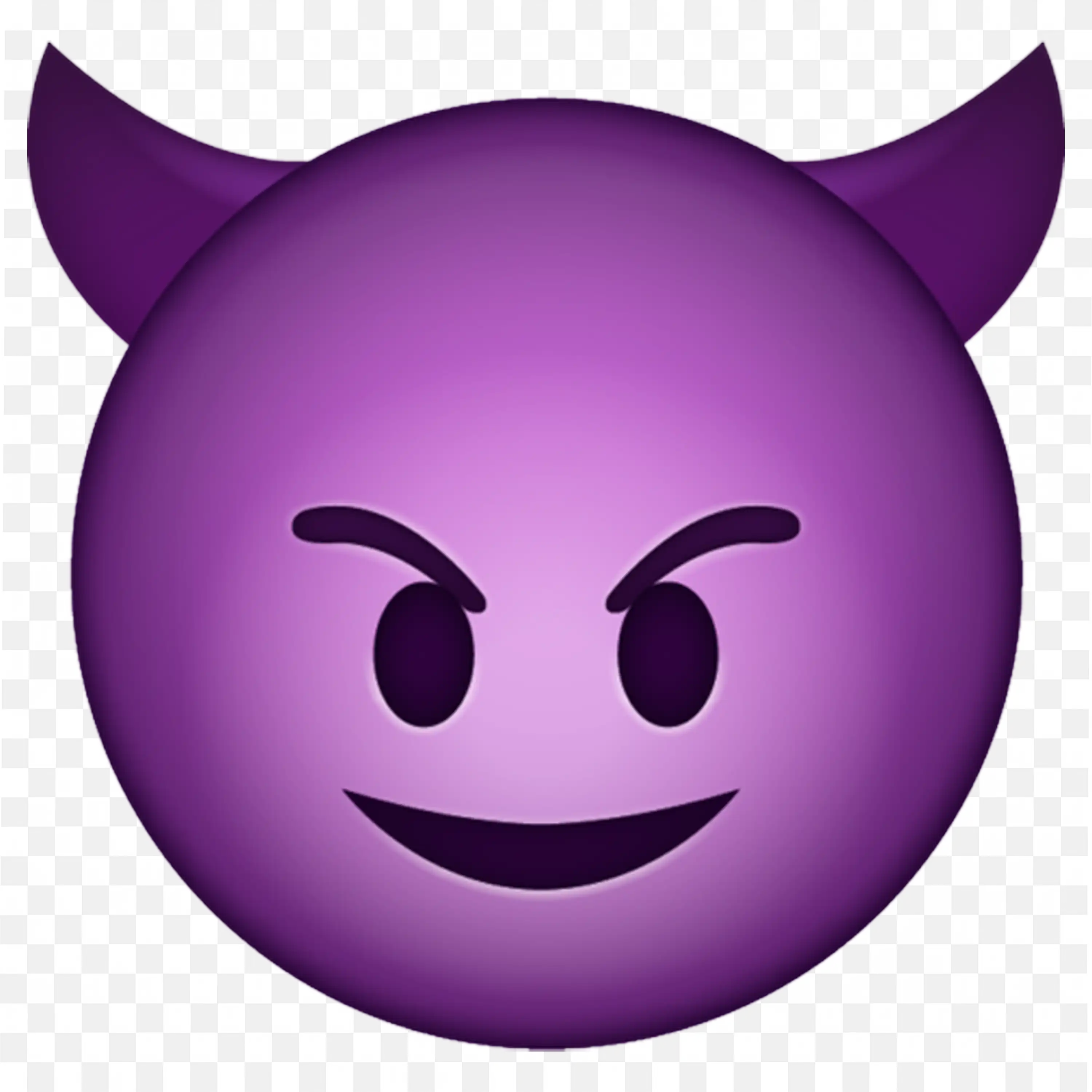 Purple Devil Emoji with Horns and a Devilish Smile PNG