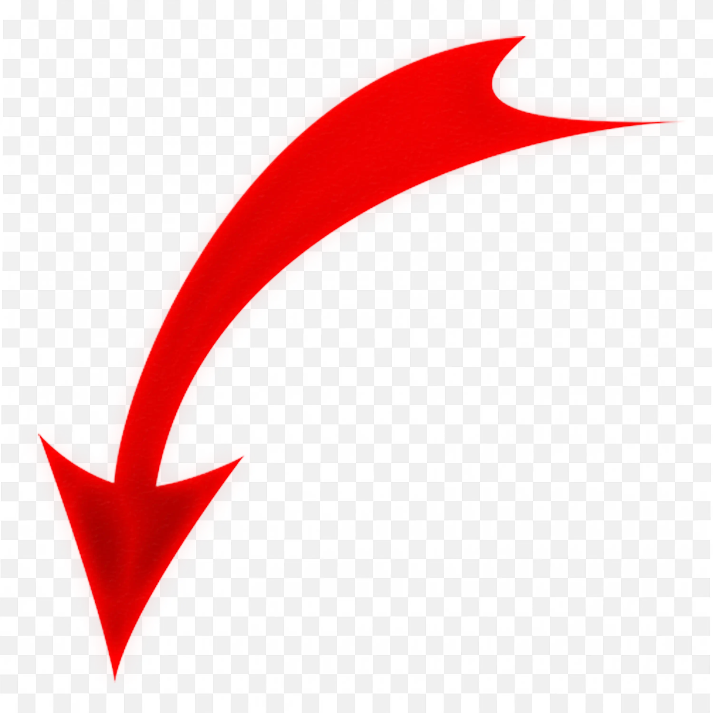 Red Curved Downward Arrow for Direction Free PNG Image