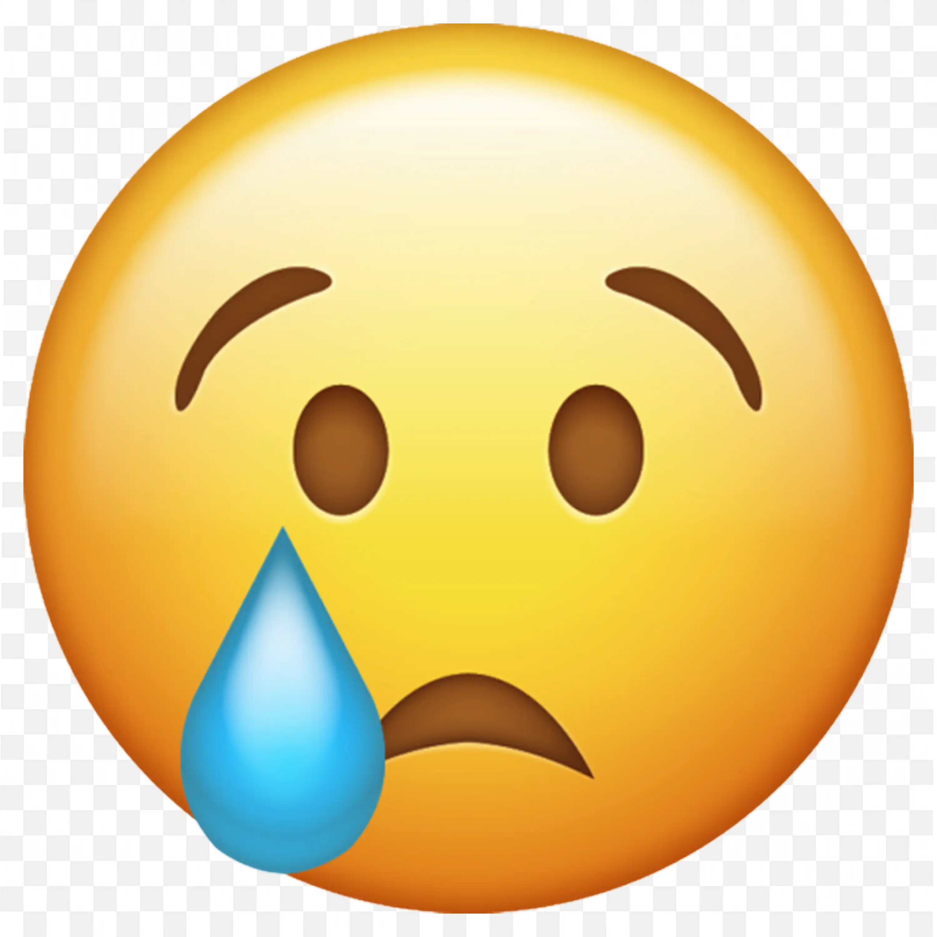 Sad Crying Emoji with a Single Tear Free PNG Download