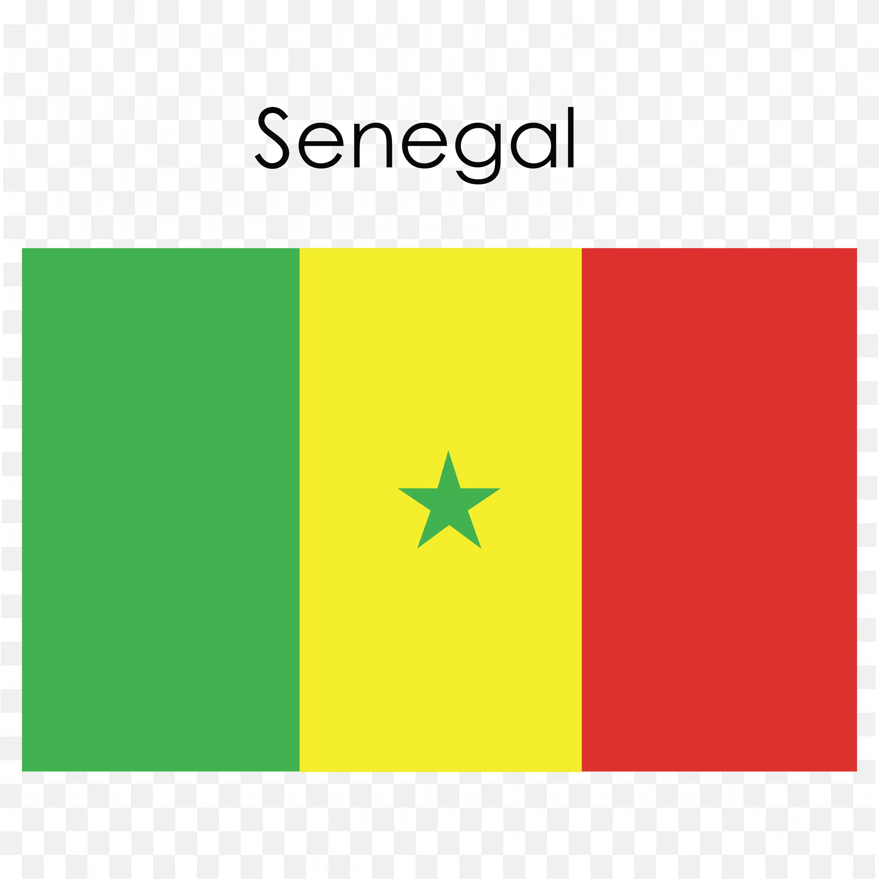 Senegal Flag Green Yellow and Red Bands and Green Star