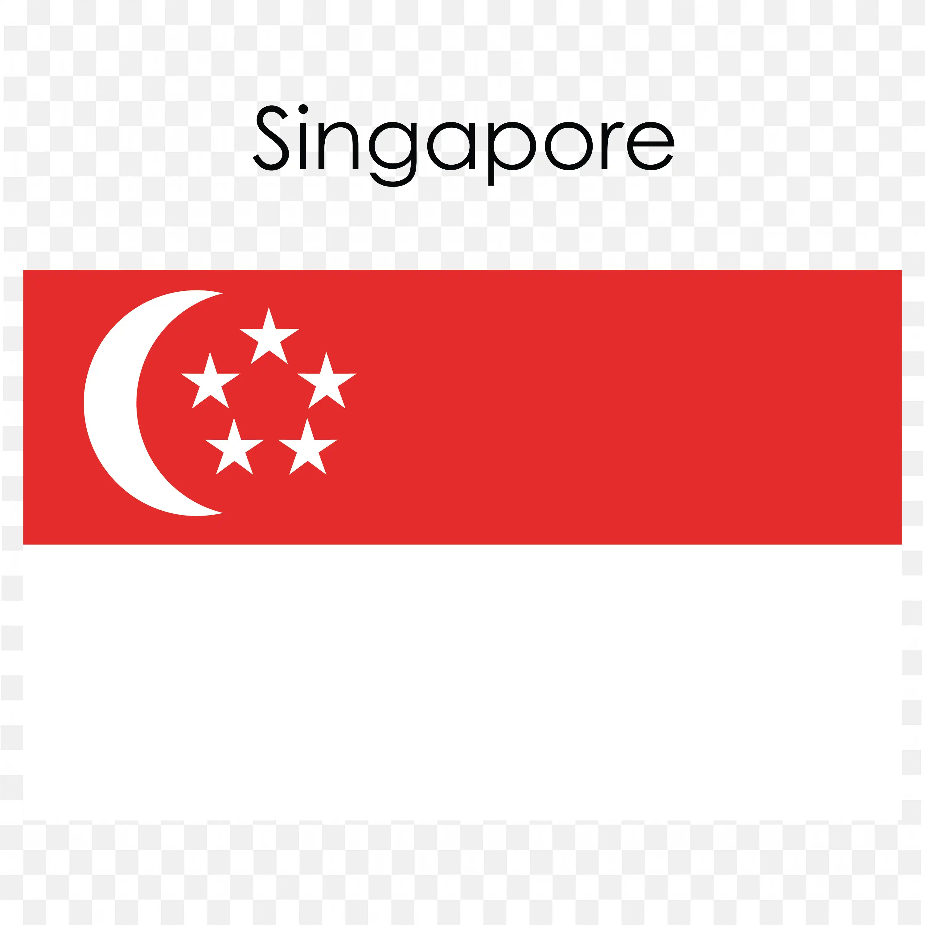 Singapore Flag with Red Top White Bottom Crescent and Stars