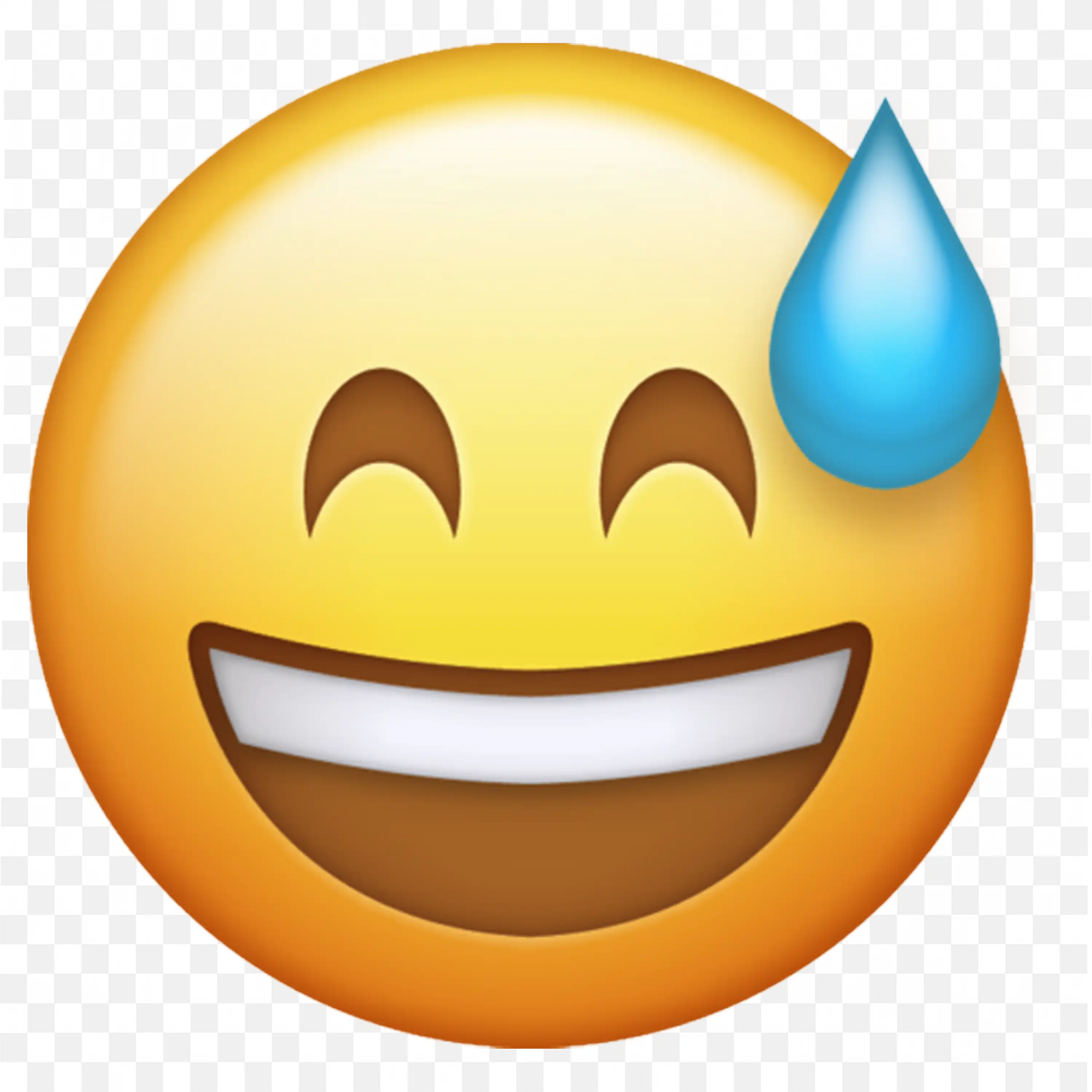 Smiling Emoji with a Sweat Drop Showing Relief Free PNG