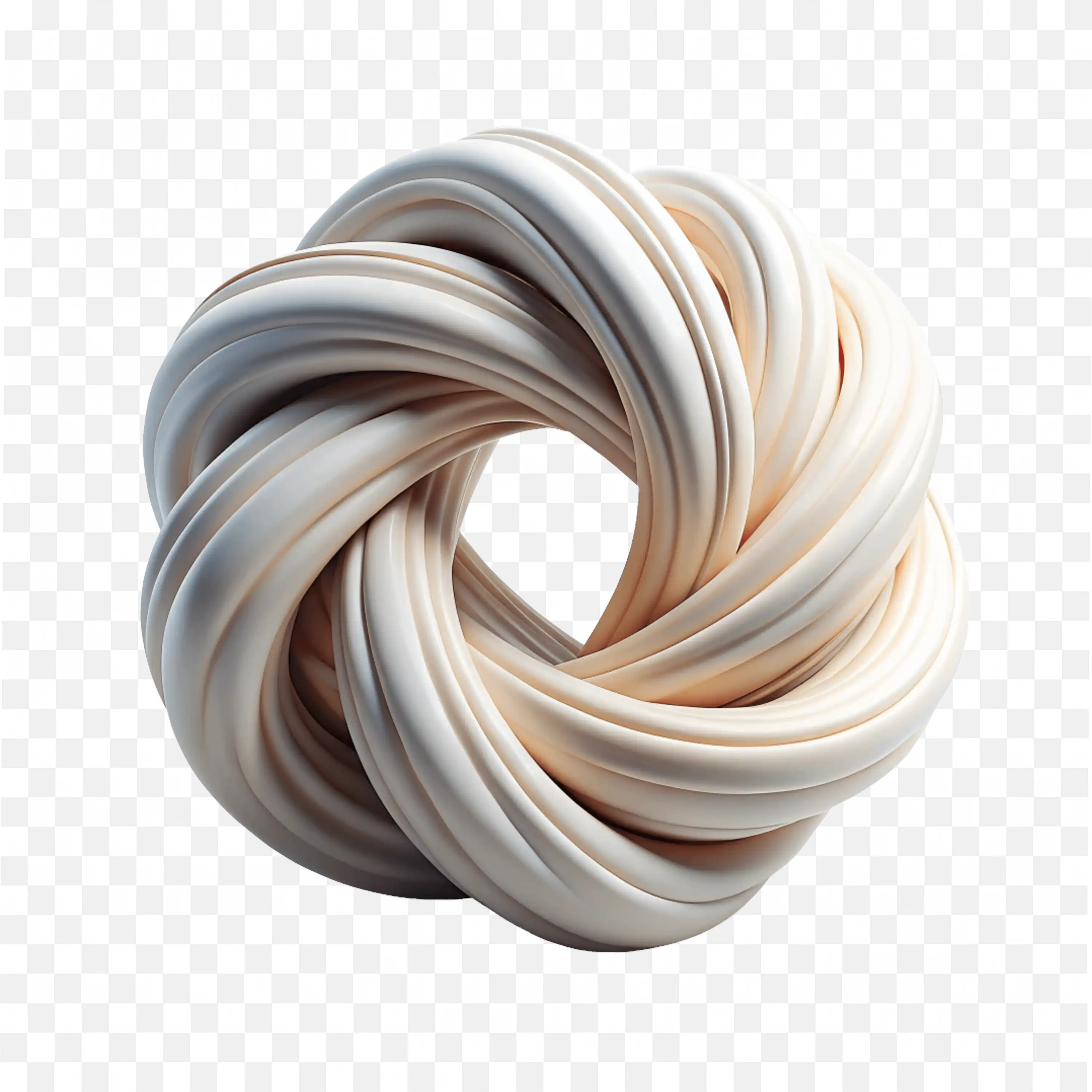 Smooth Creamy White Twisted Ring with Soft Shadows PNG