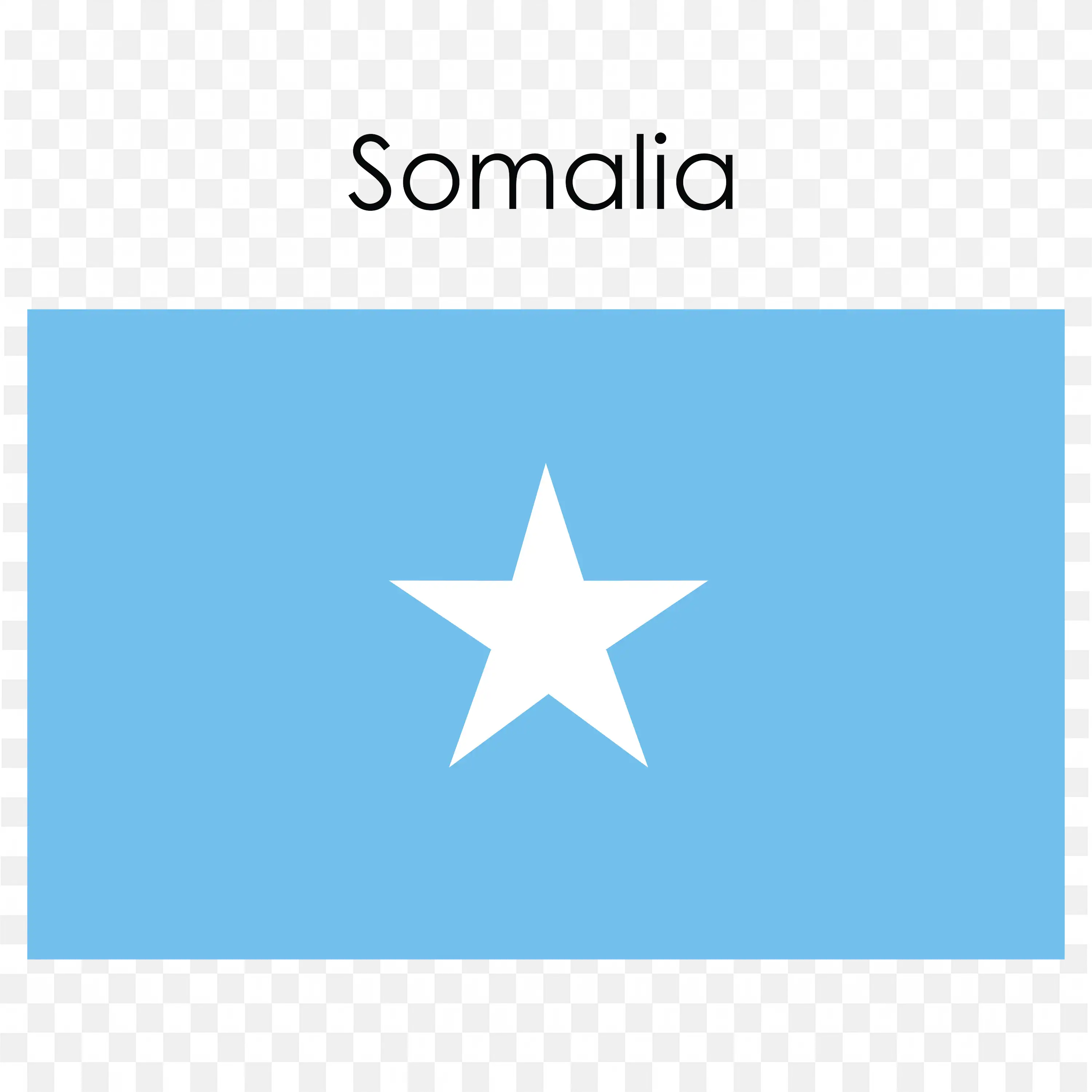 Somalia with Light Blue Background and White Central Star