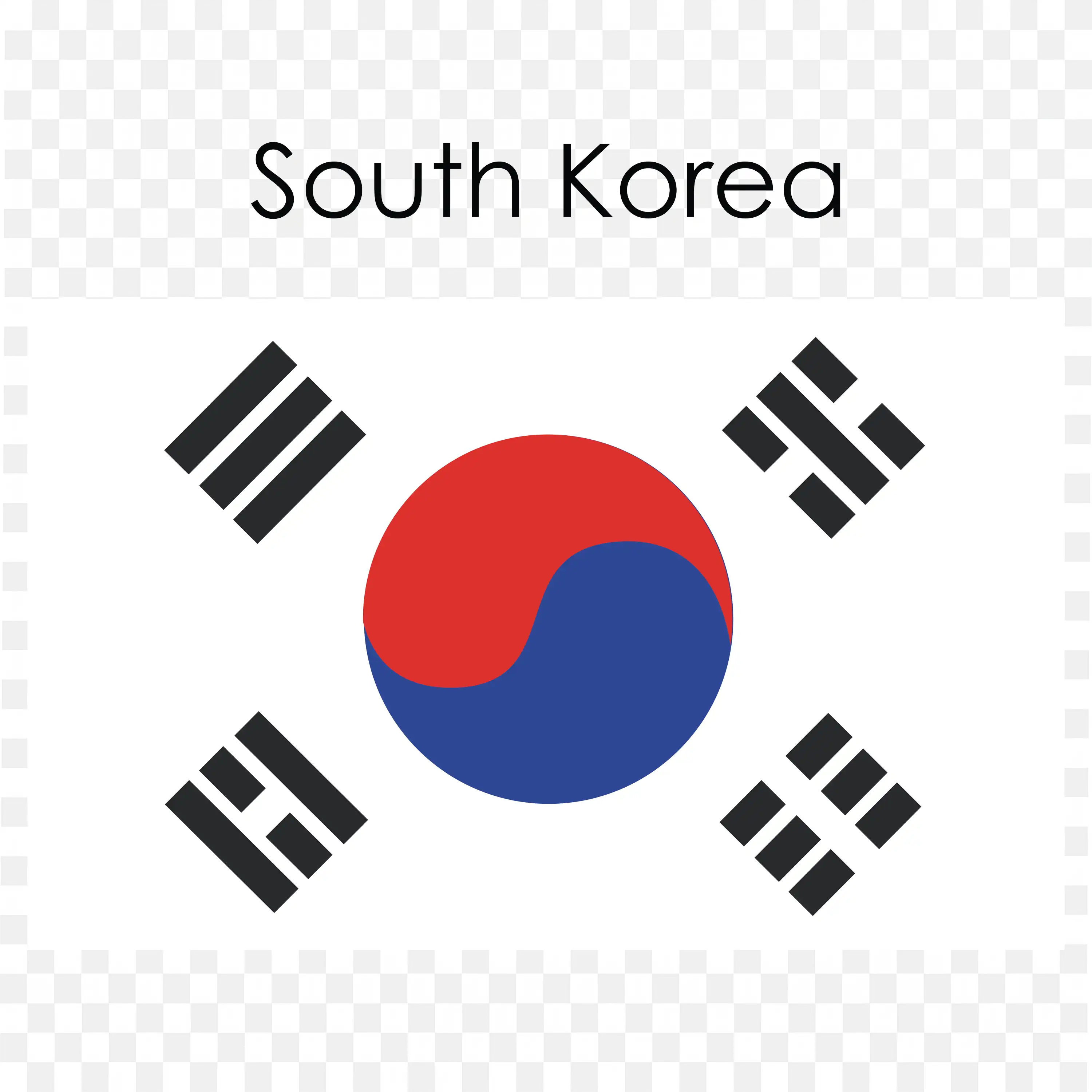 South Korea with Taegeuk Symbol and Four Black Trigrams