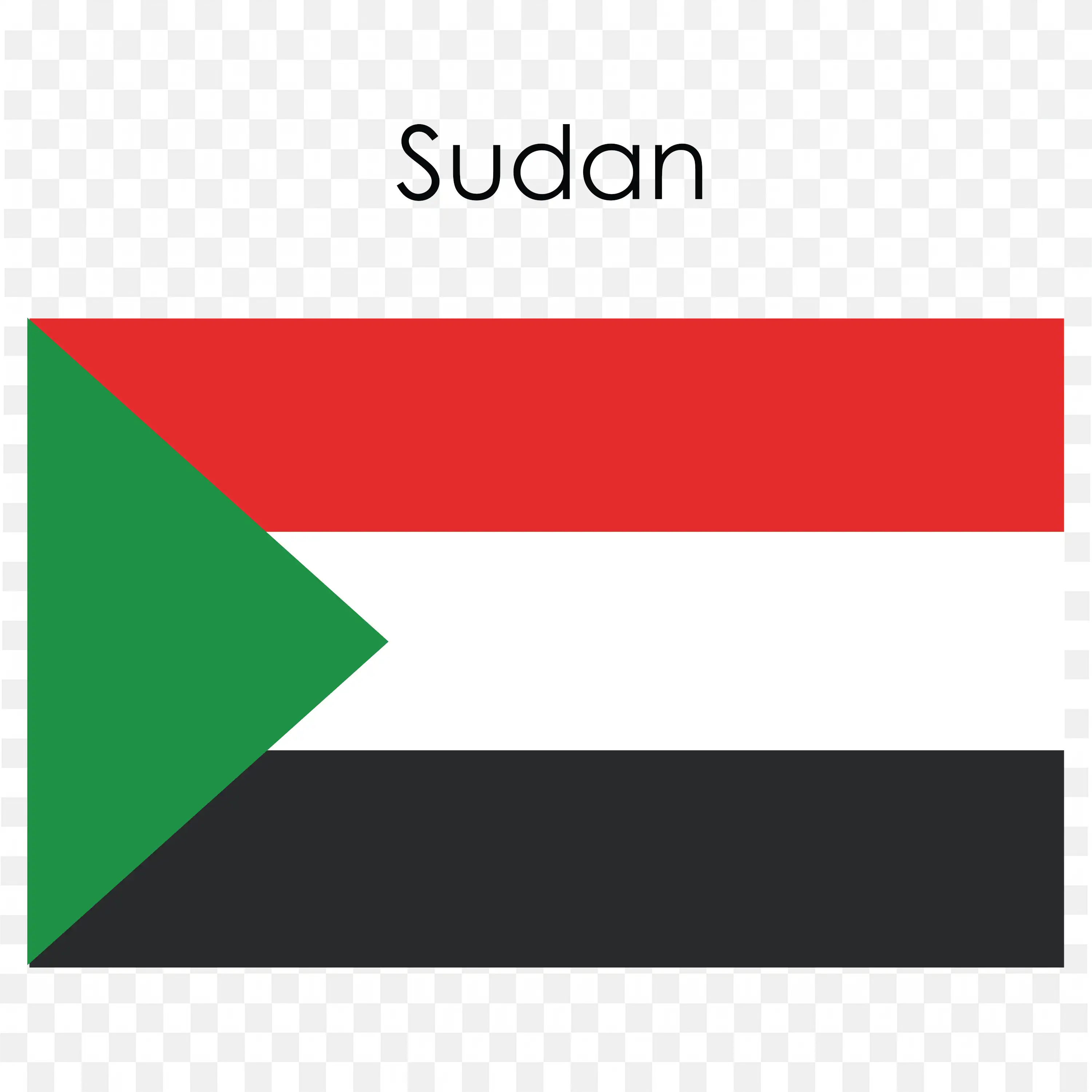 Sudan Flag with Green Triangle and Red White Black PNG