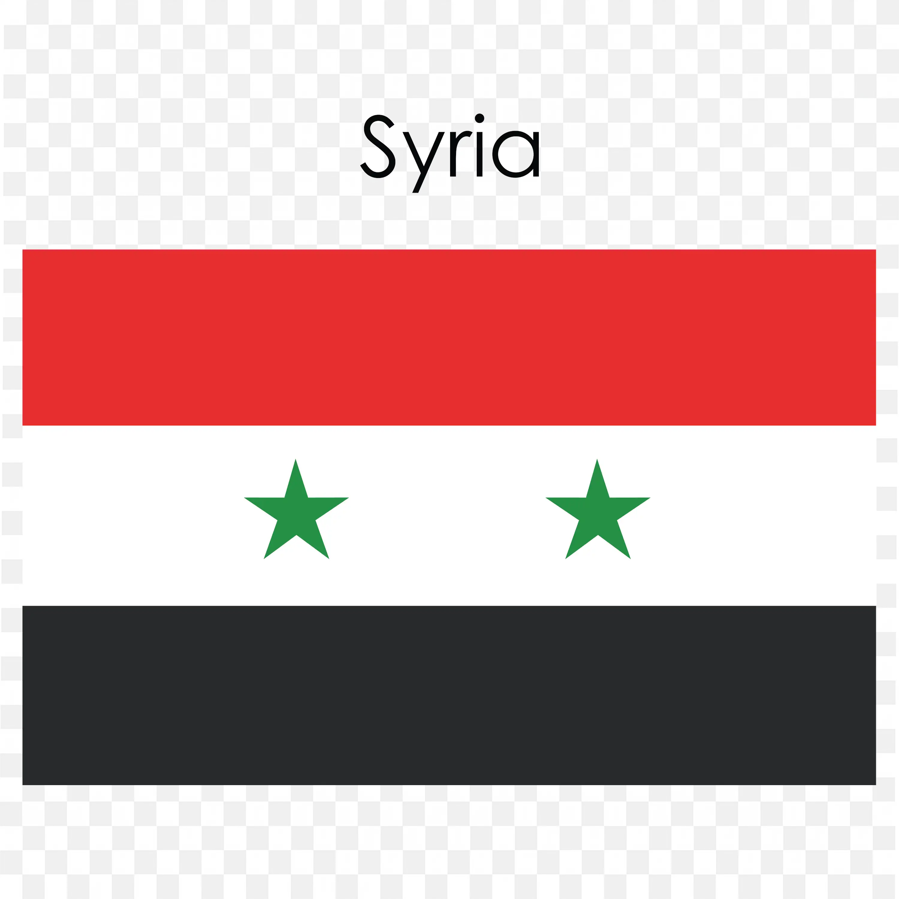 Syria Flag with Red White Black Stripes and Green Star PNG
