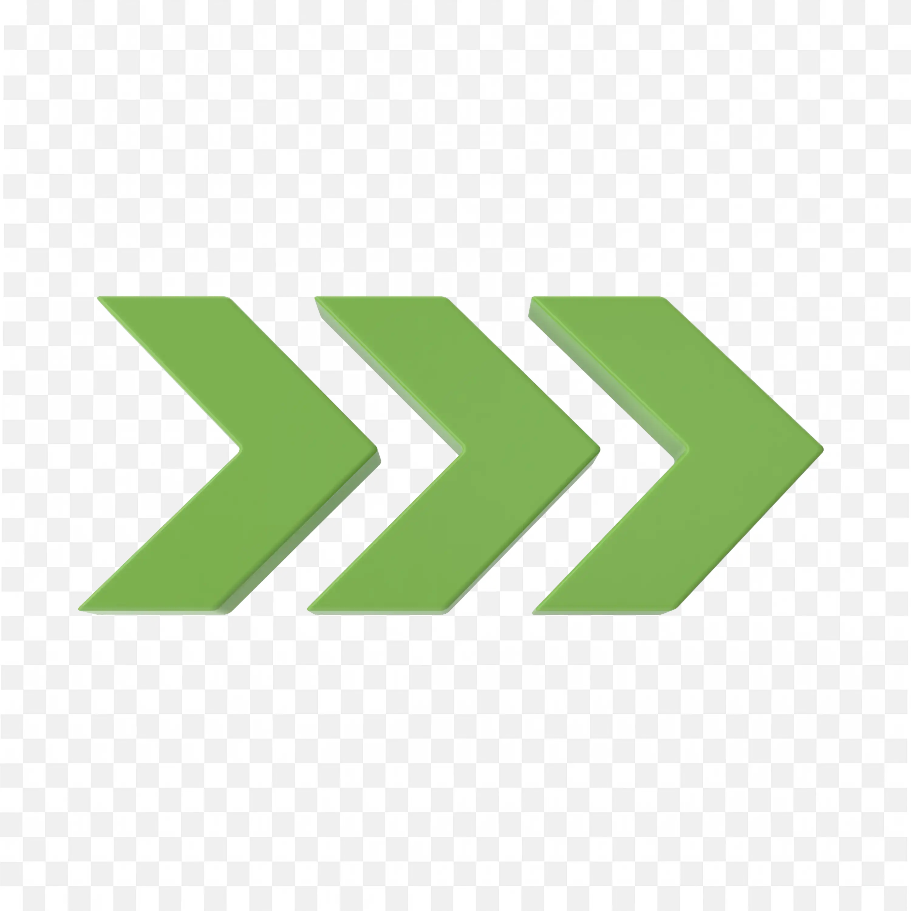 Three Green Arrows Pointing Right In a Row PNG Download