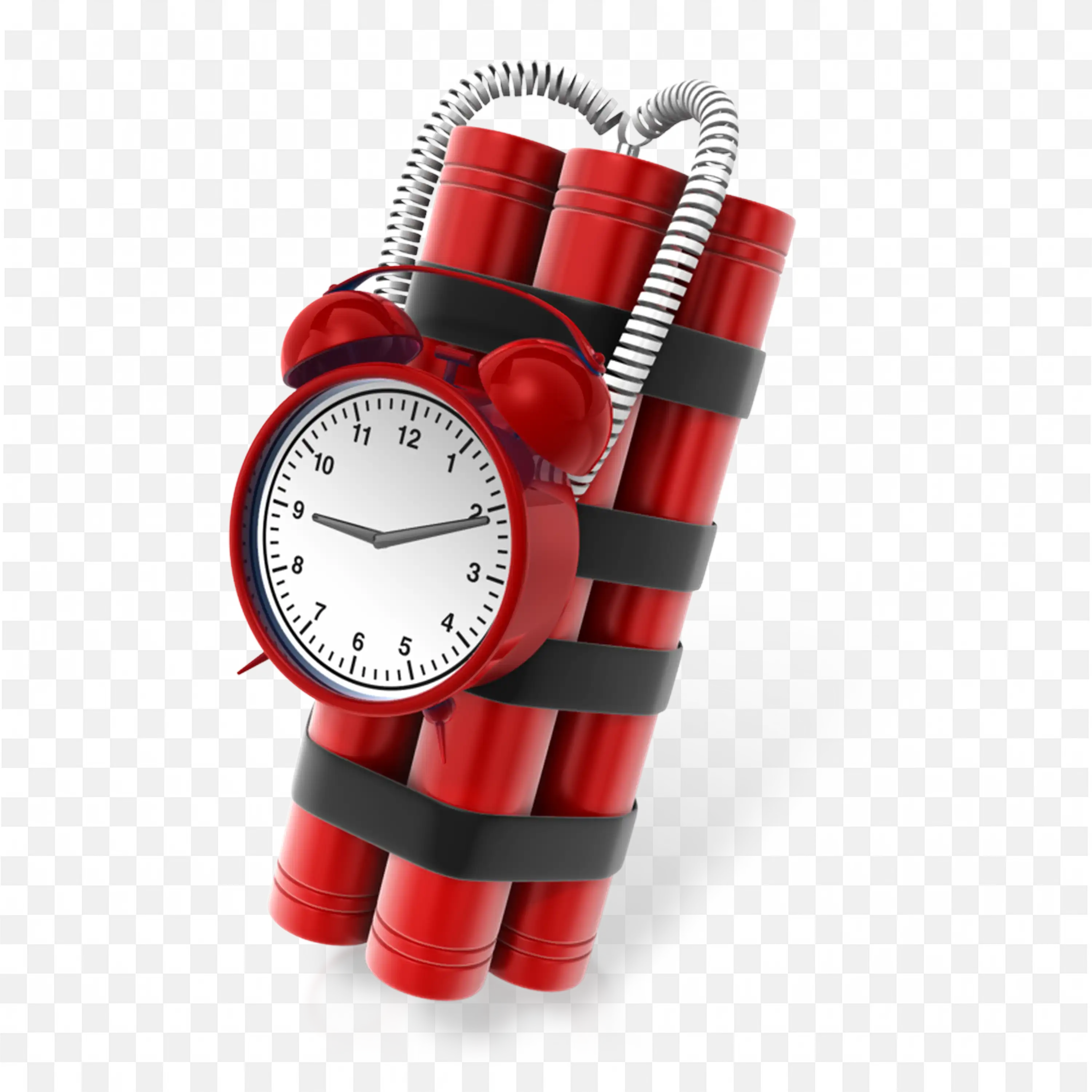 Time Bomb with Red Sticks and Timer Free PNG Download