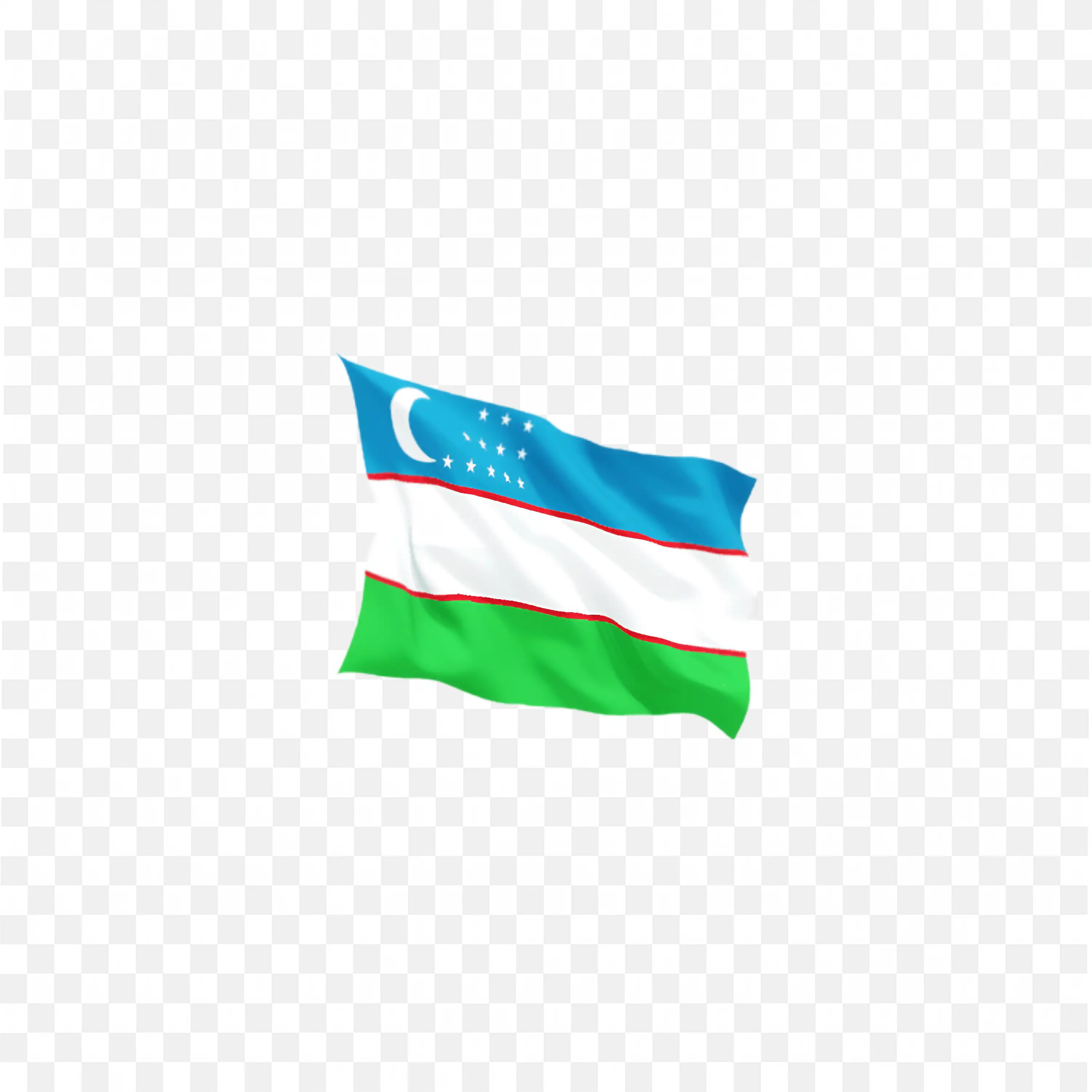 Uzbekistan with Blue White and Green Bands and Crescent