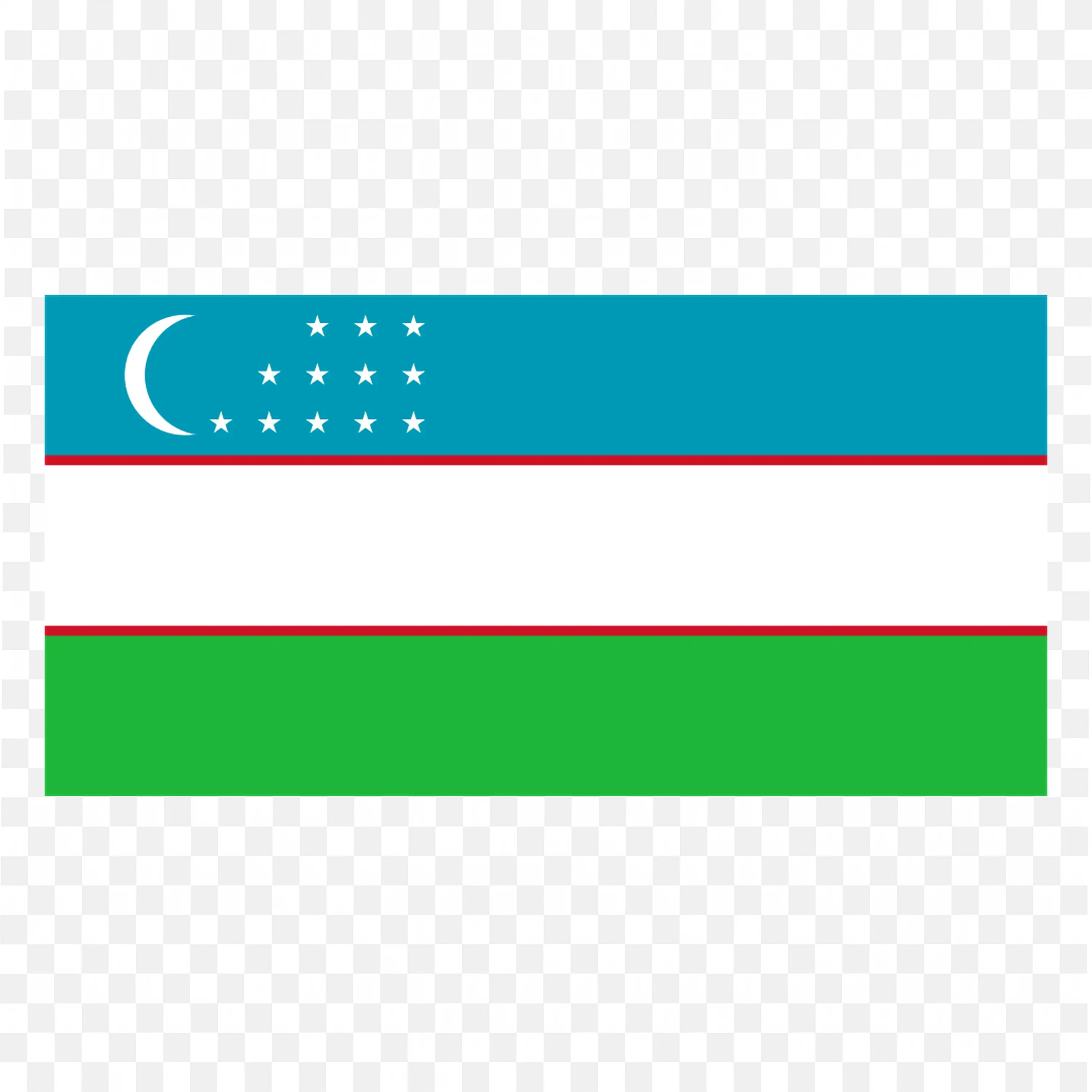 Uzbekistan Flag with Horizontal Stripes and Crescent Moon