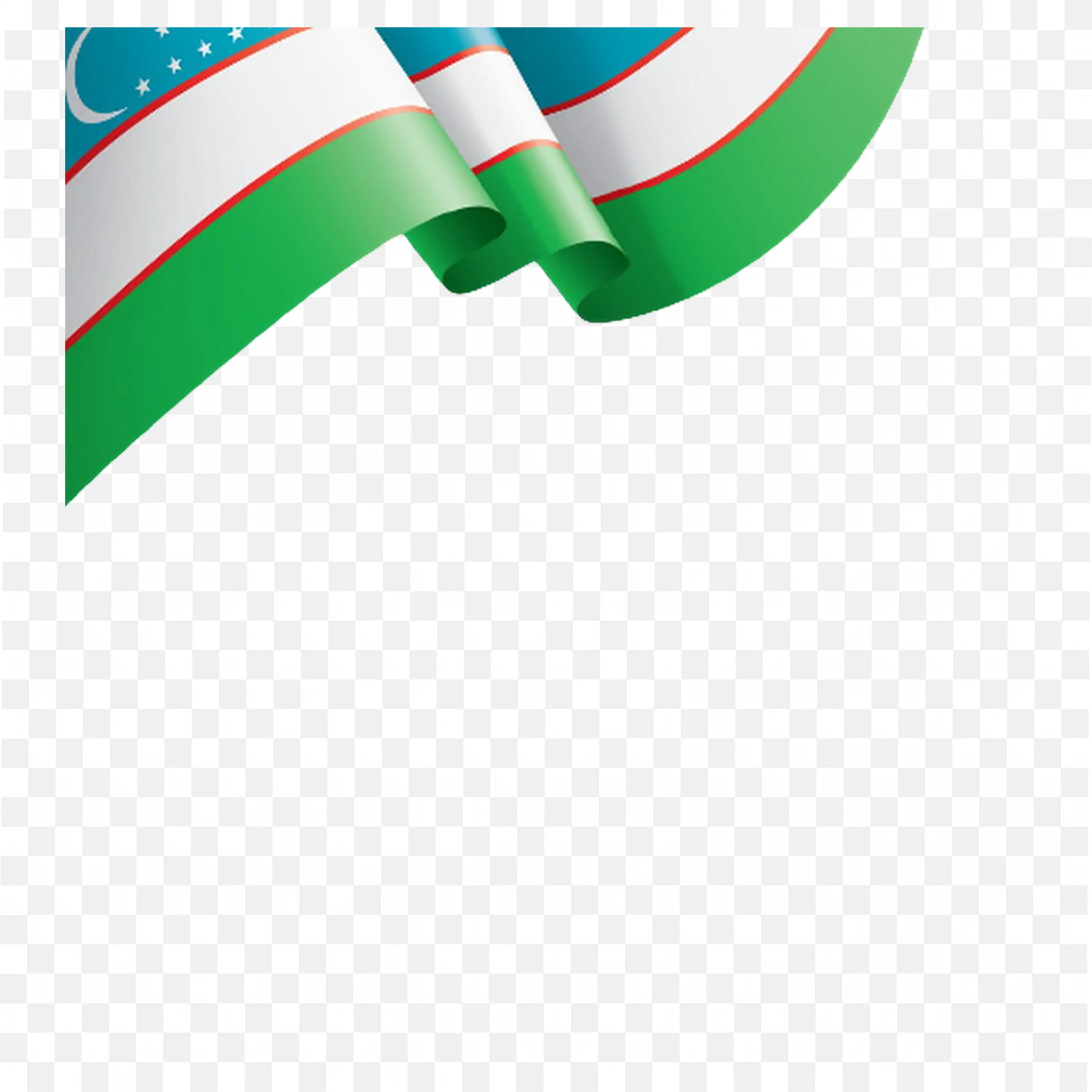 Uzbekistan Flag Waving with Moon and White Green Bands