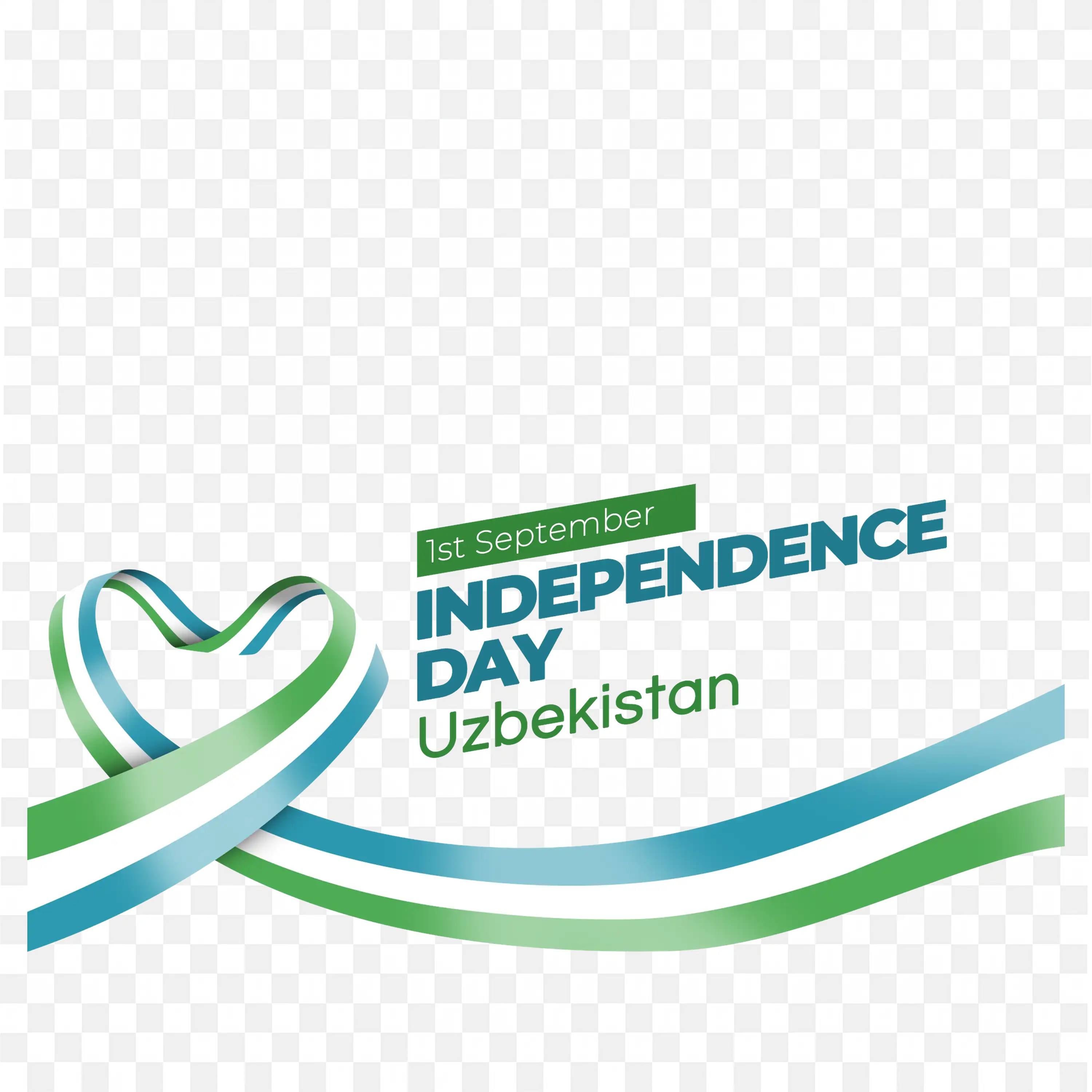 Uzbekistan Independence Day Design with Ribbon and Text