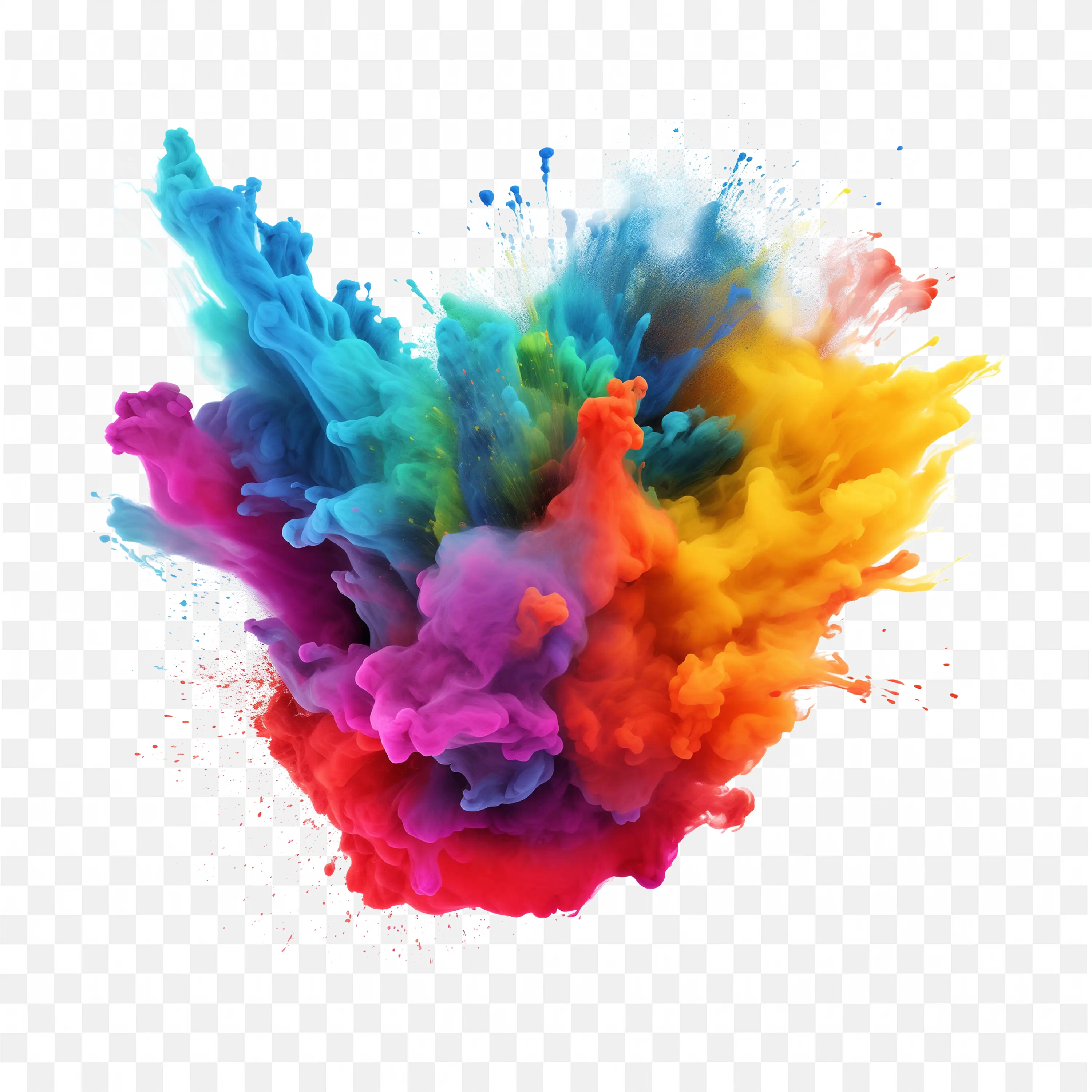 Vibrant Colour Burst with Red Blue Orange and Purple PNG
