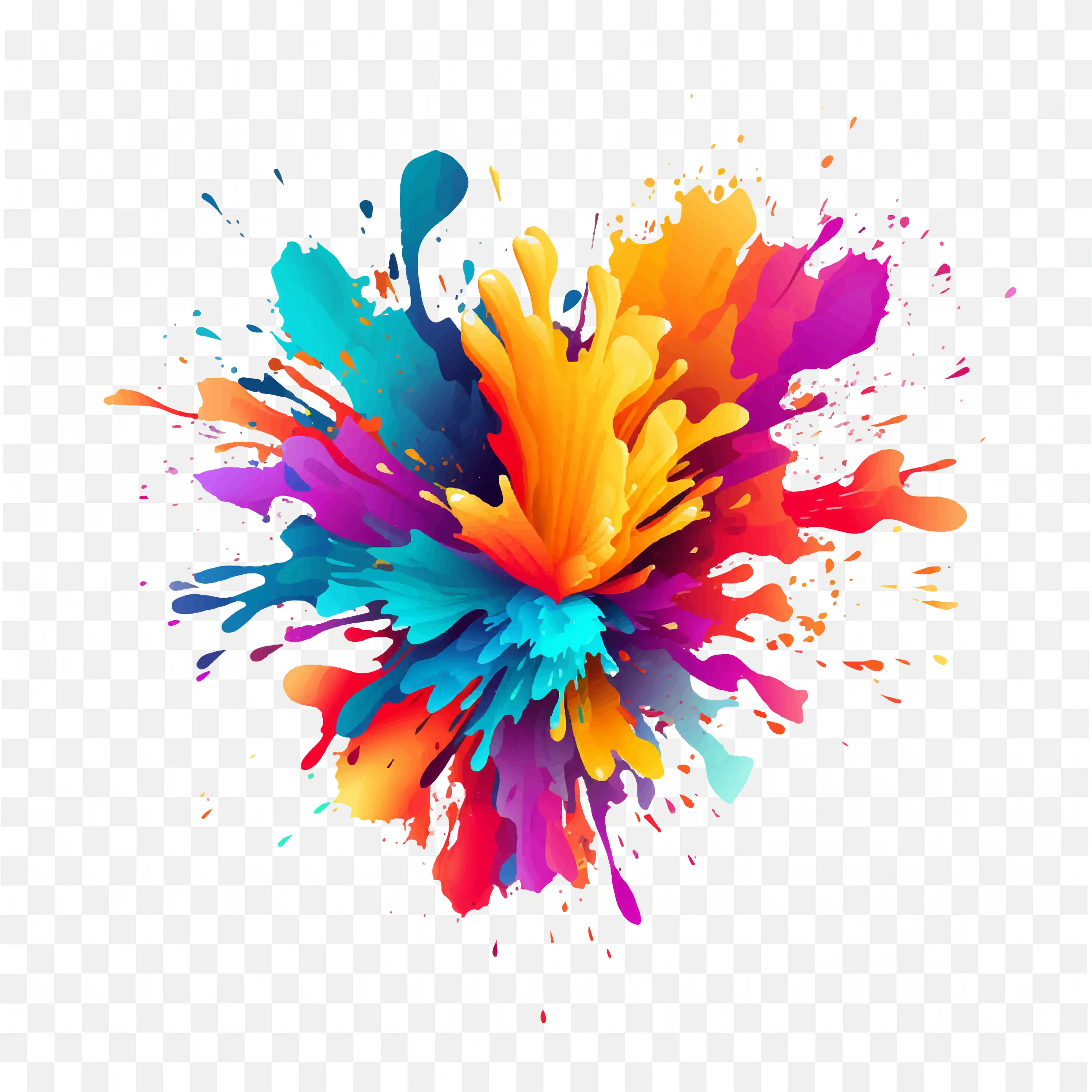 Vibrant Colourful Splash Paint Explosion Free PNG Download