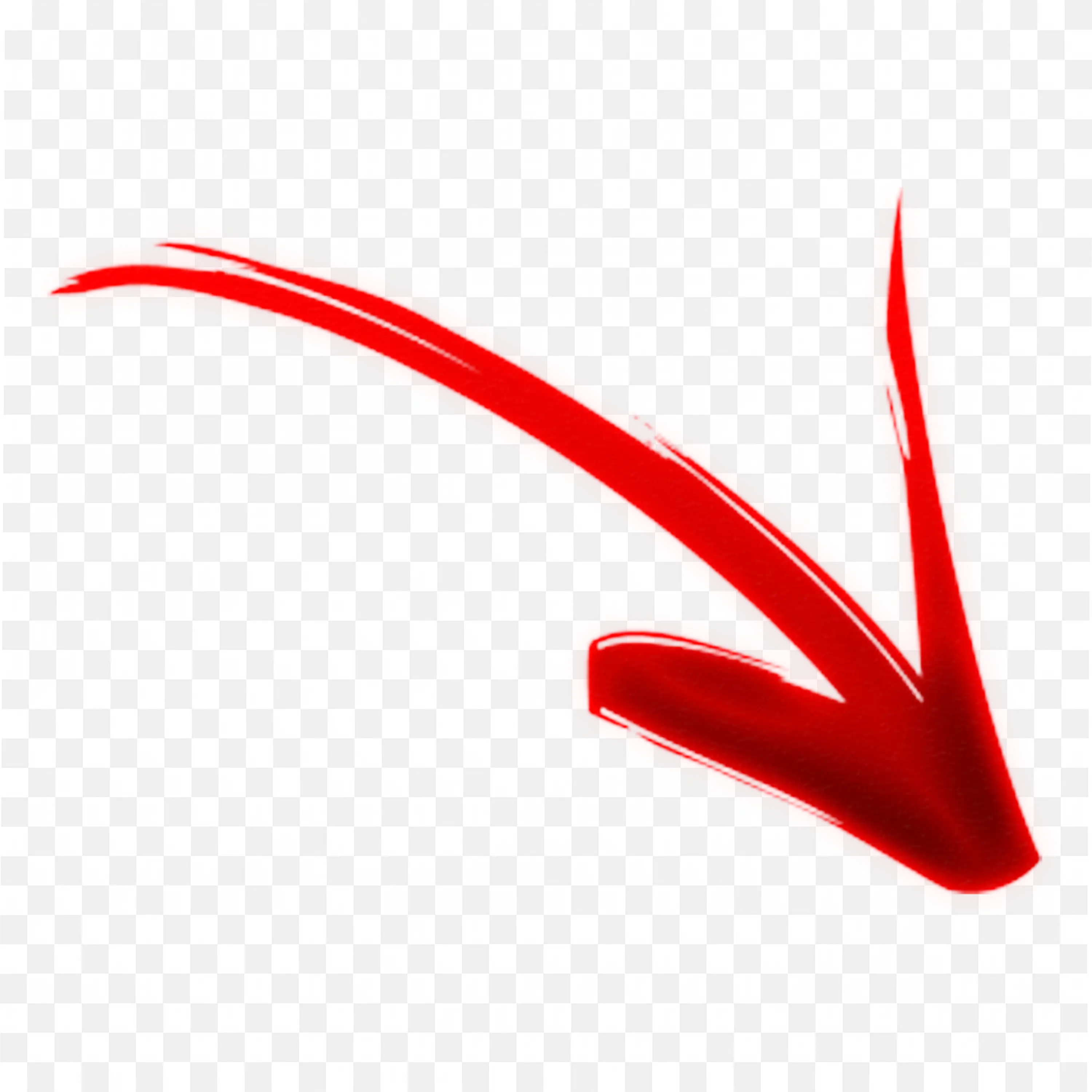 Vibrant Red Arrow Curving Down for UI Design PNG Image