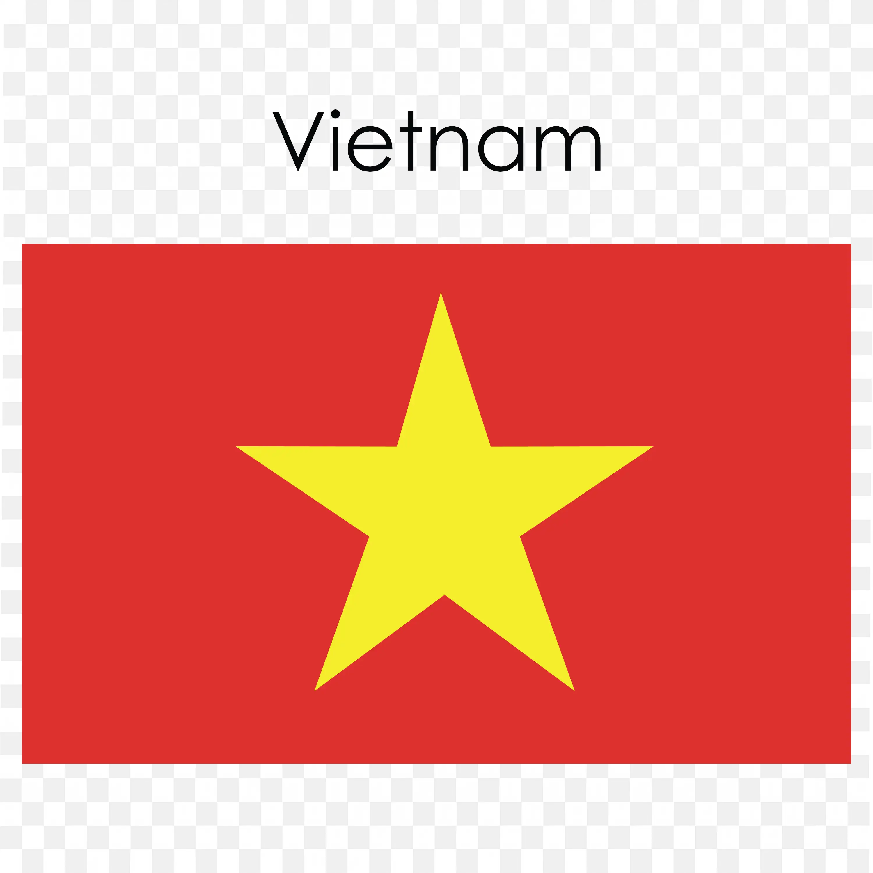 Vietnam with Red Background and Large Yellow Star Center