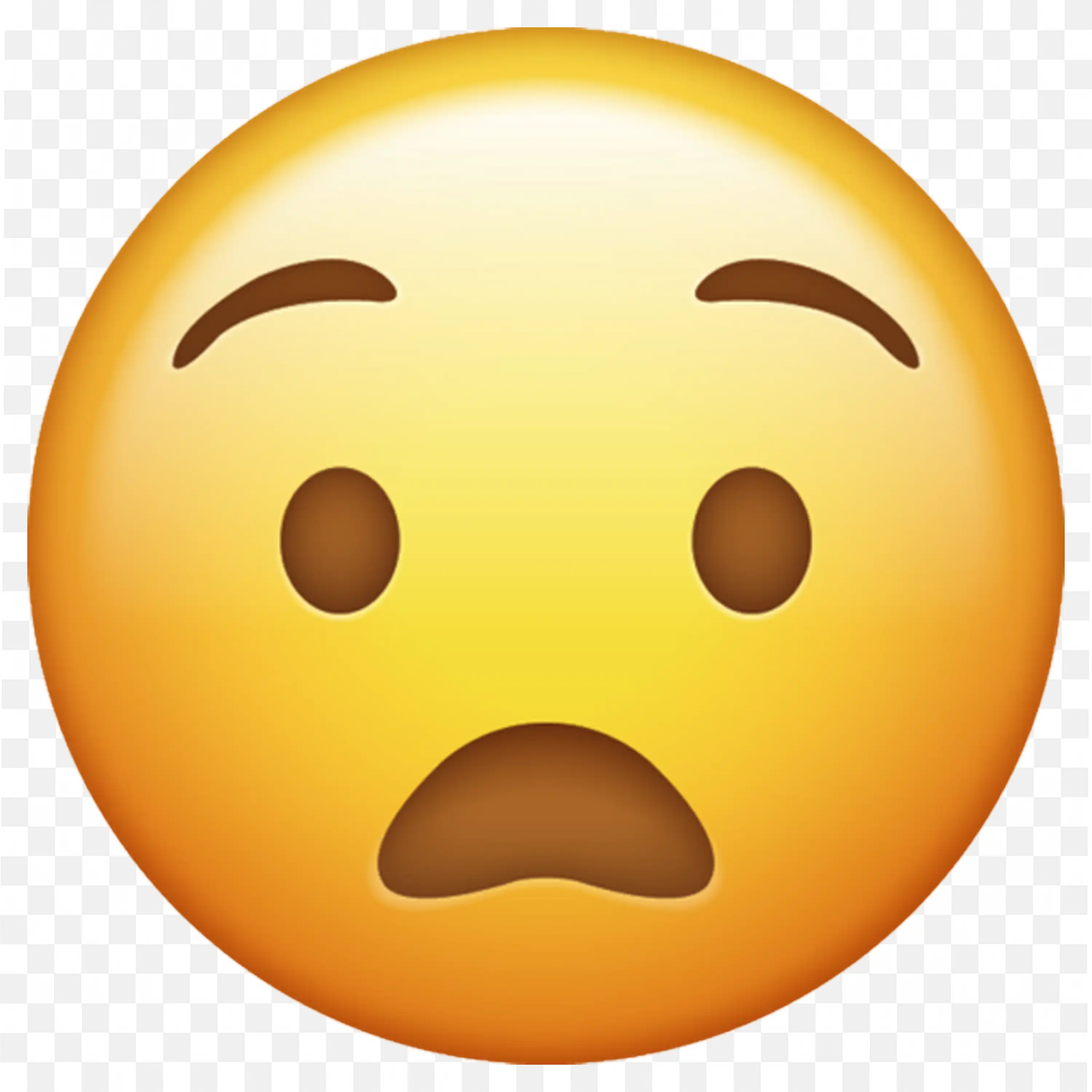 Worried Emoji with Open Mouth and Raised Eyebrows PNG