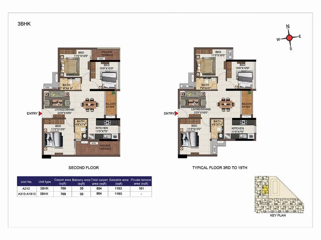 2 BHK + 2 T
