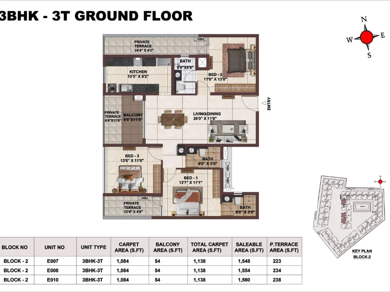 3 BHK - 3T Ground Floor