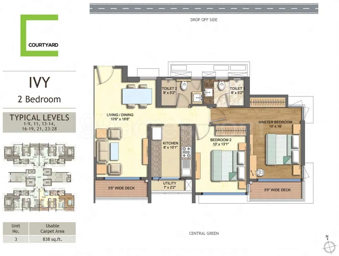 2 BHK + 2 T