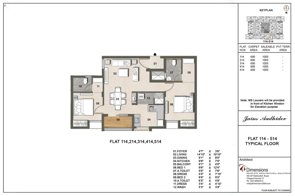 3 BHK + 3 T