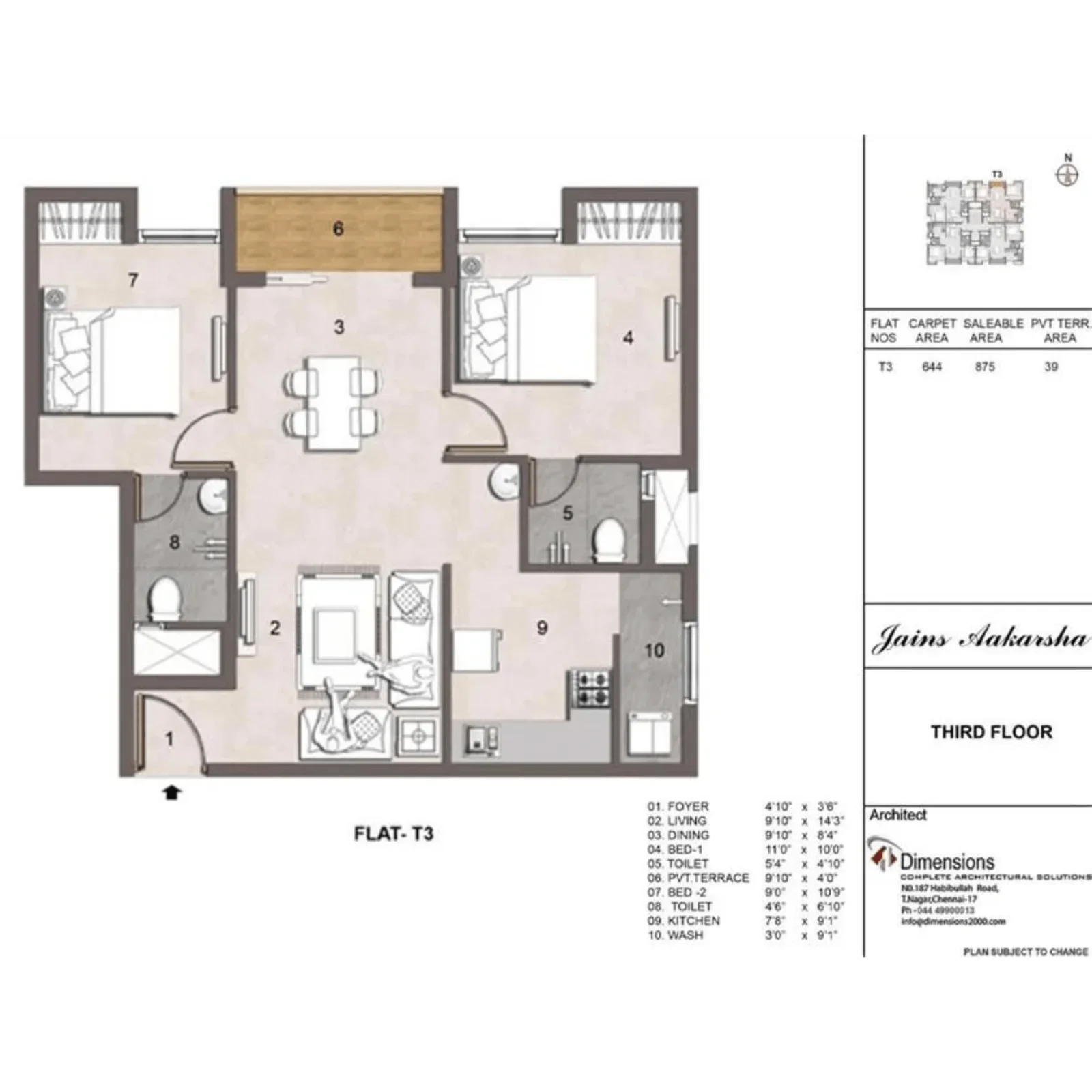 2 BHK + 2 T