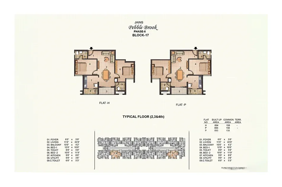2 BHK + 2 T