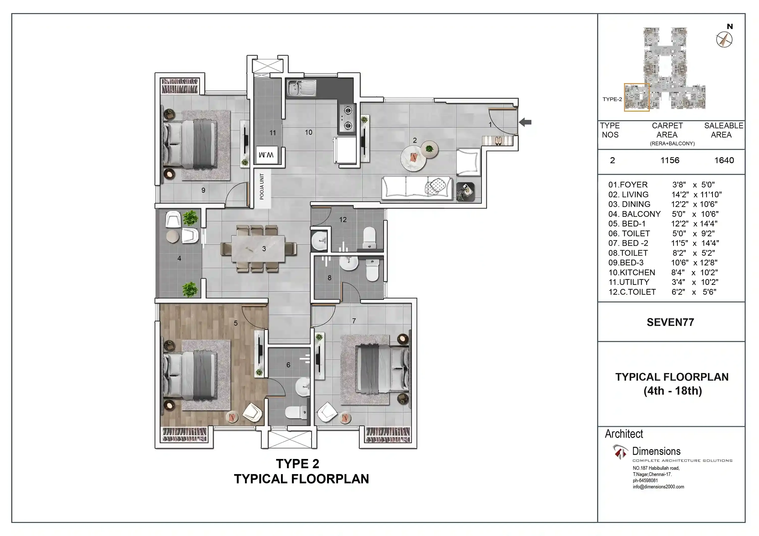 4 BHK + 4 T