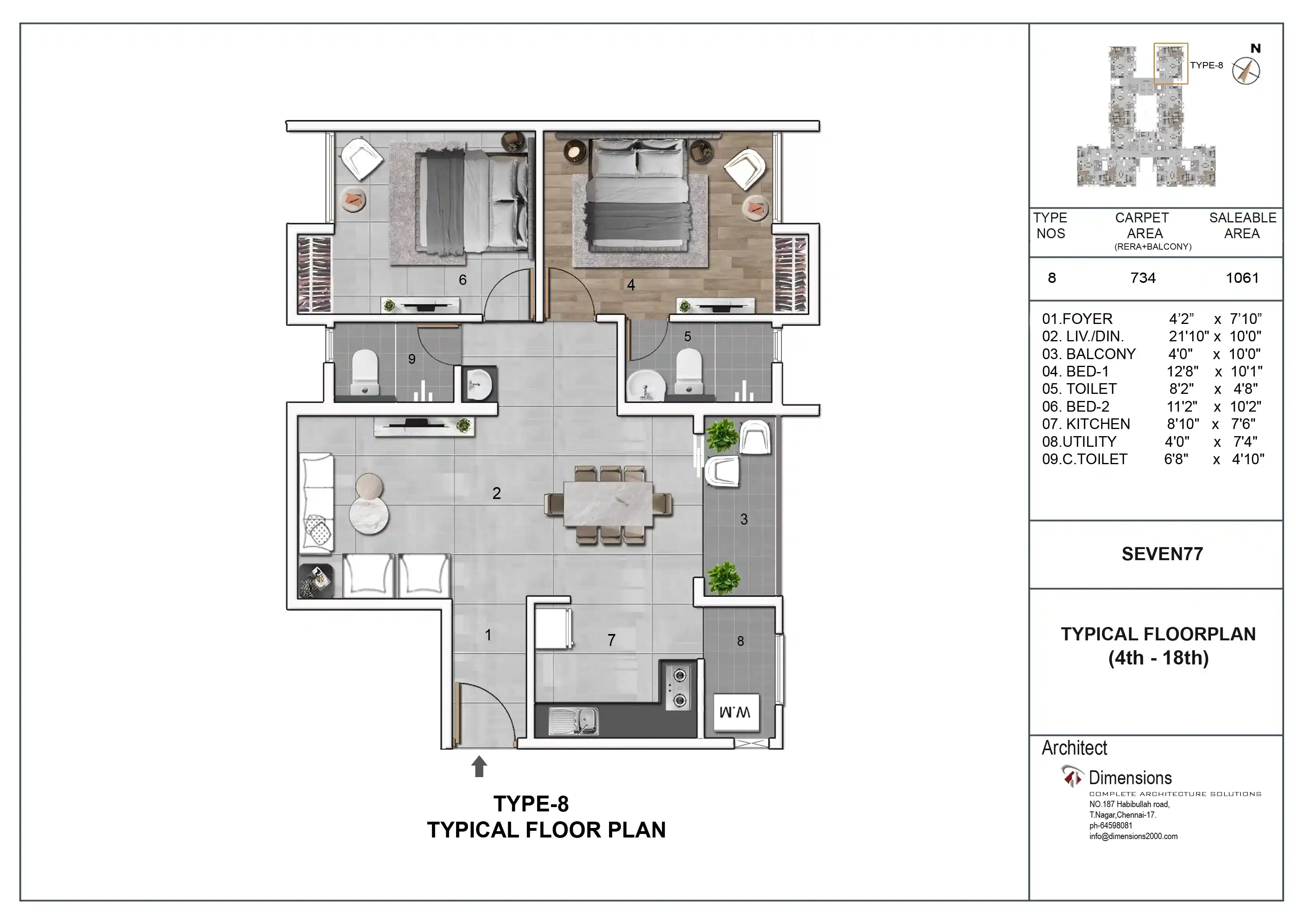 2 BHK + 2 T