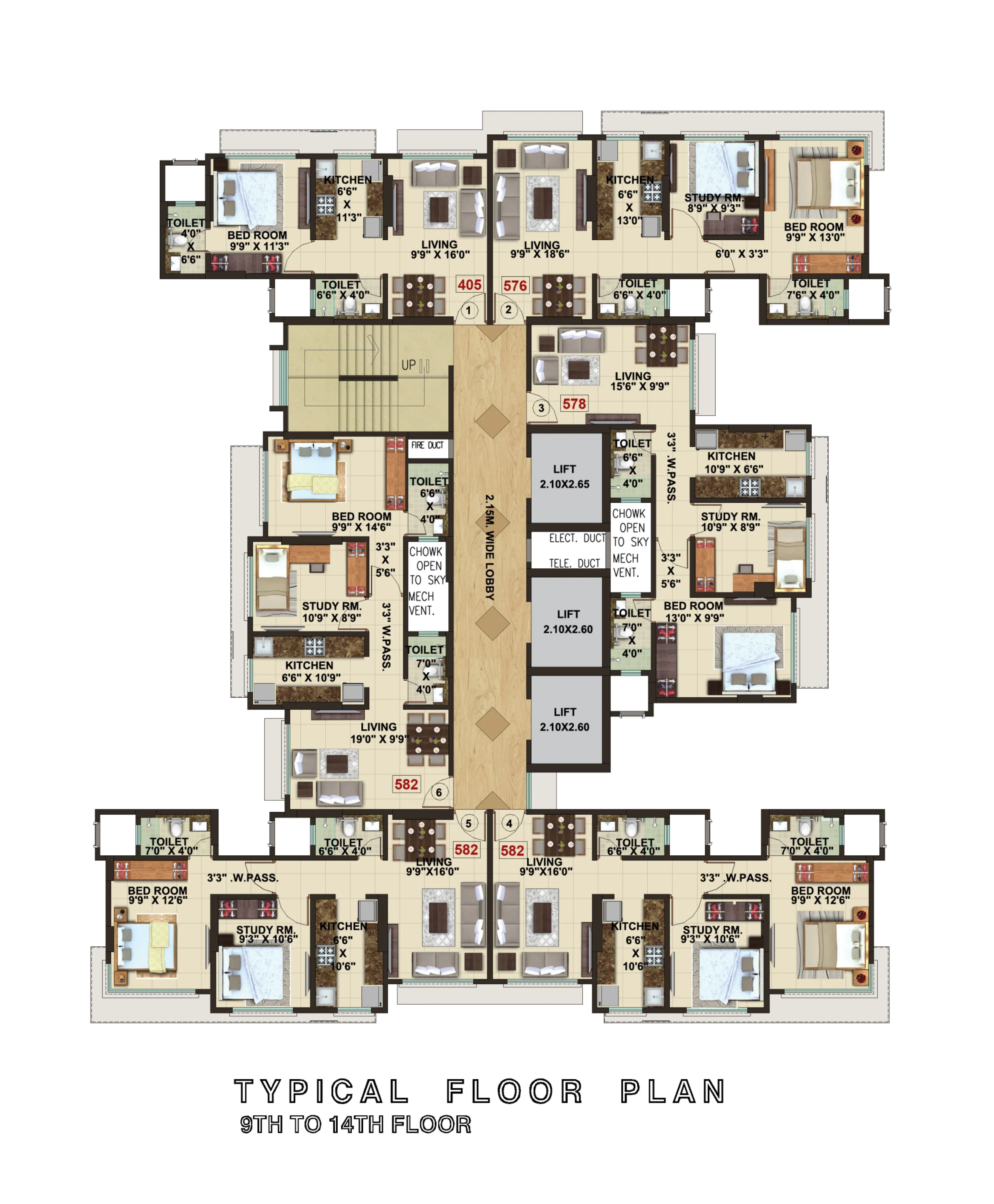 3 BHK + 3 T