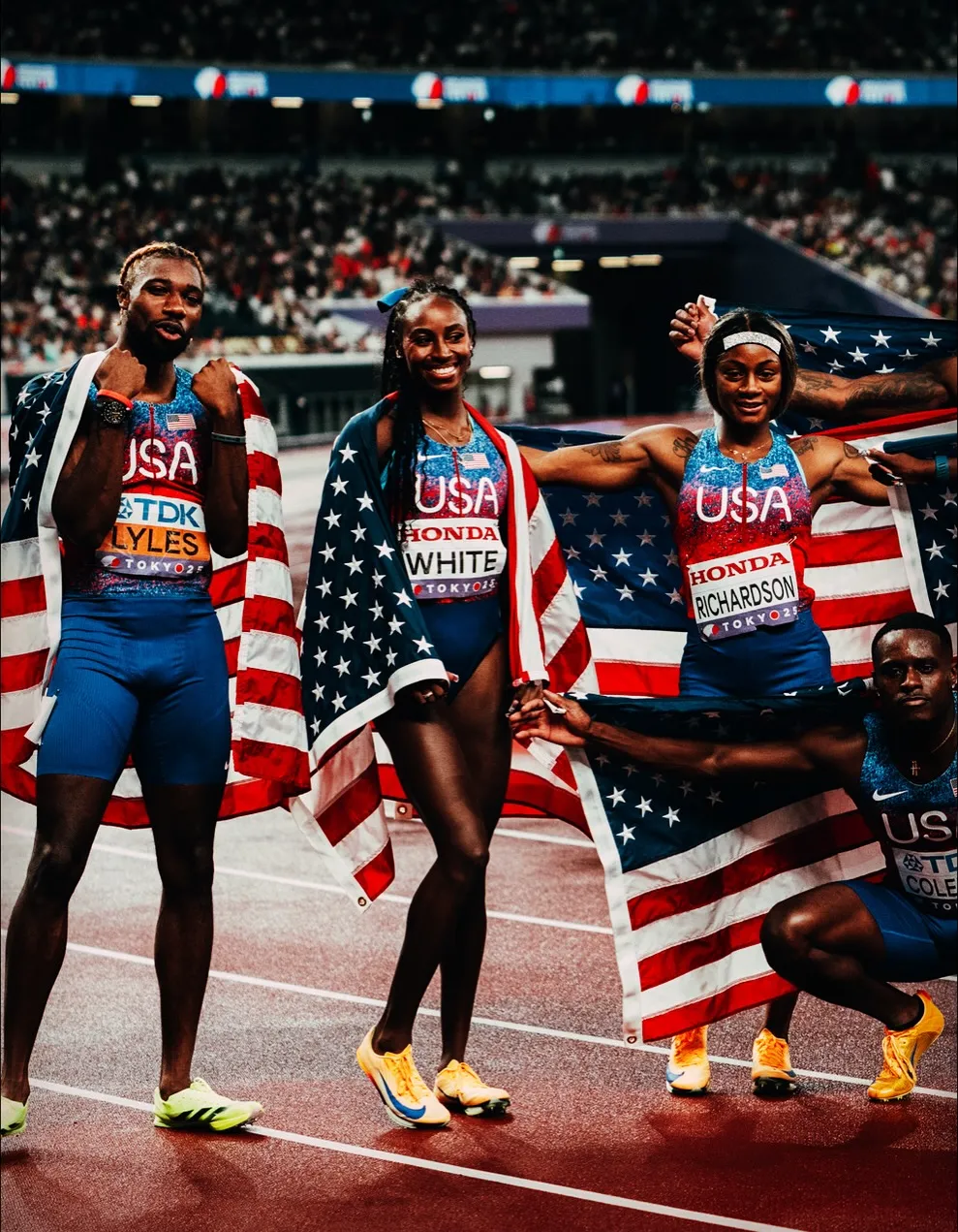 Noah Lyles Leads USA Relay Team Celebration