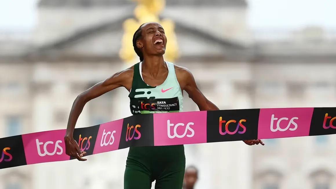 Sifan Hassan celebrates gold medal victory at major athletics