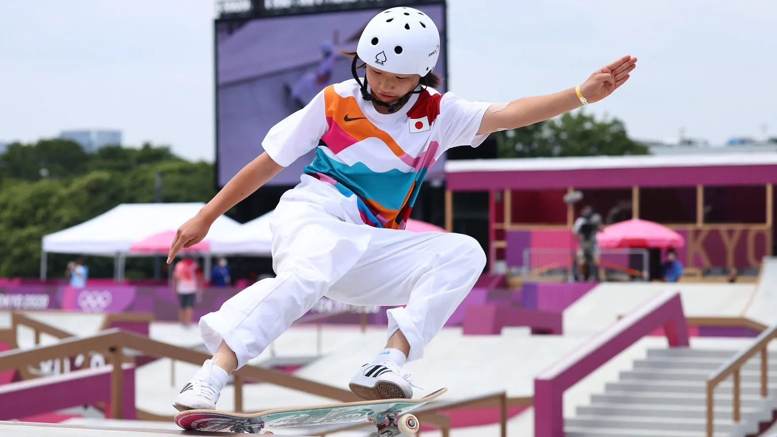 Momiji Nishiya Competes in Skateboarding Finals