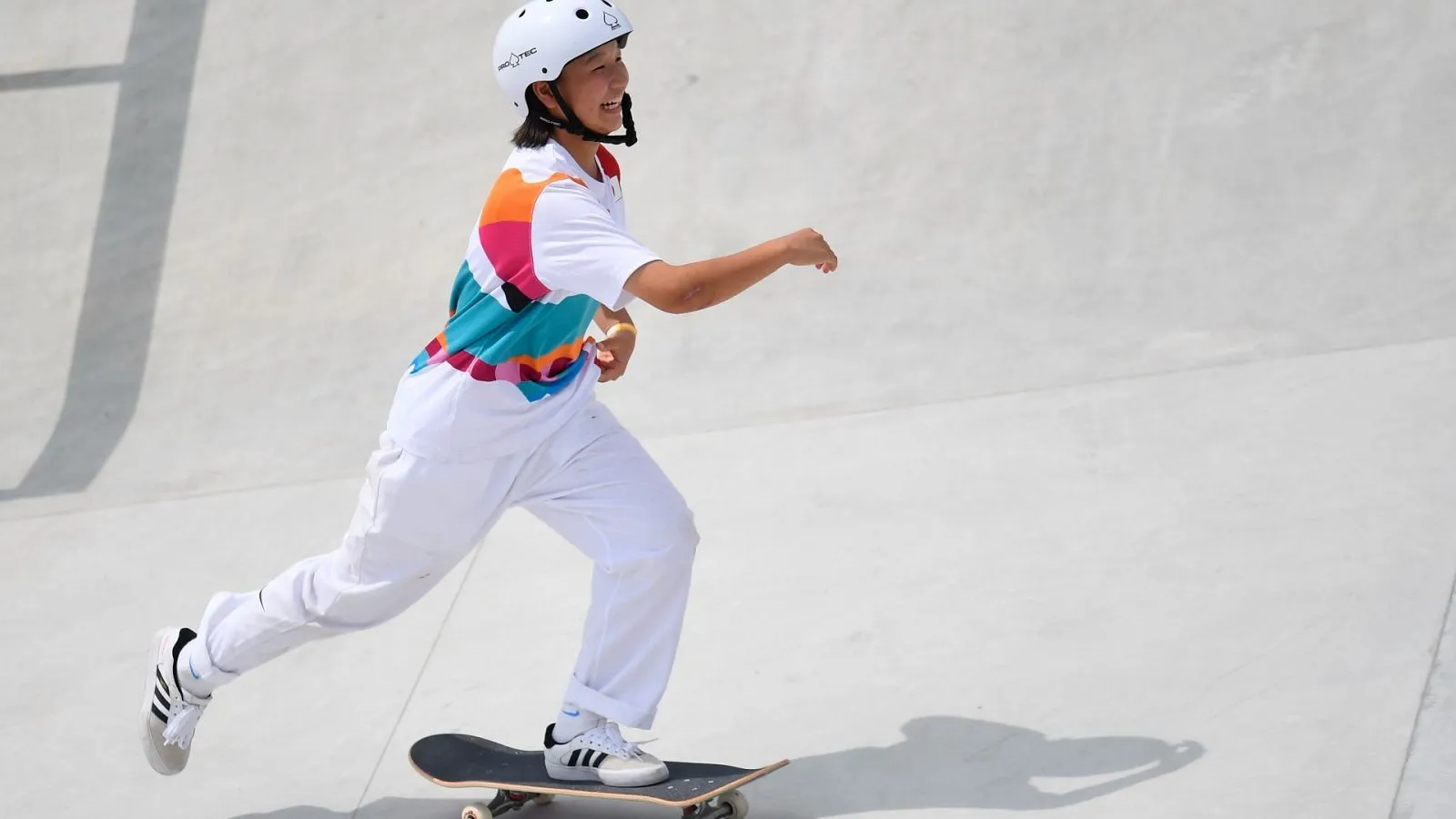 Momiji Nishiya Skateboarding with Precision