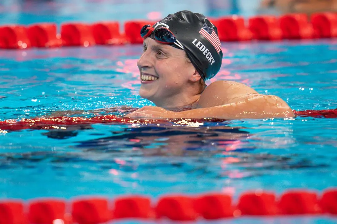 Katie Ledecky Swimming Freestyle in Competitive Championship Event