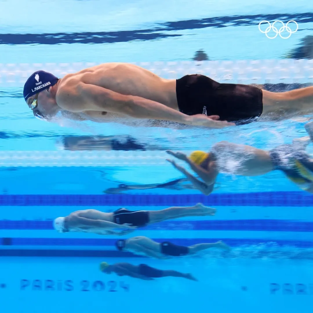 Leon Marchand Swimming Butterfly Stroke in International Competition