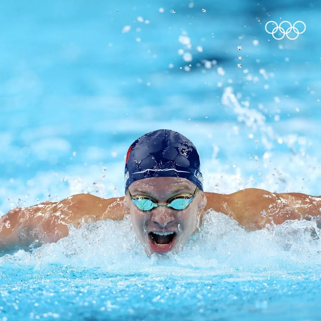 Leon Marchand Intense Front View Action During Swimming Championship