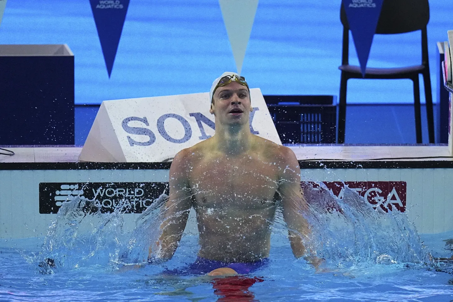 Leon Marchand Excited After Victory in Professional Swimming Event