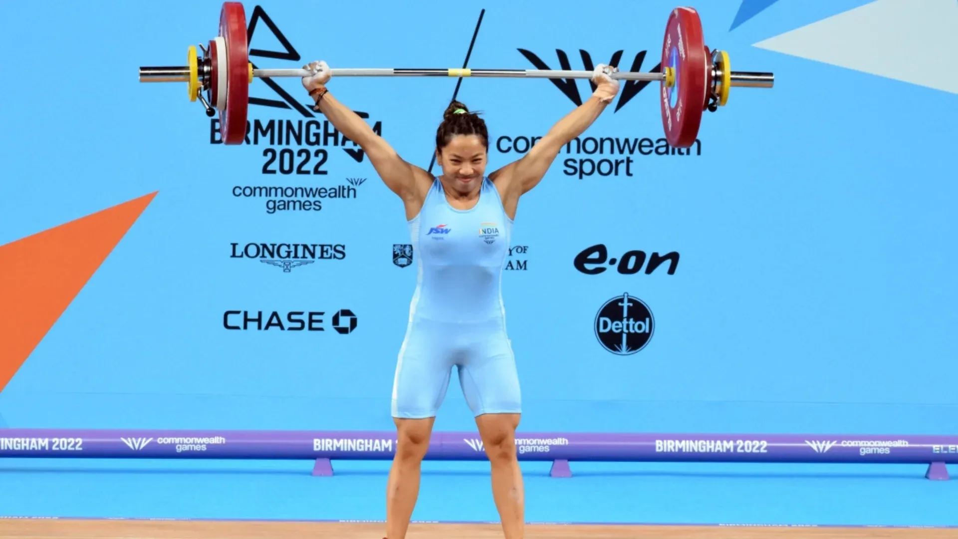 Mirabai Chanu Celebrating Birmingham Victory