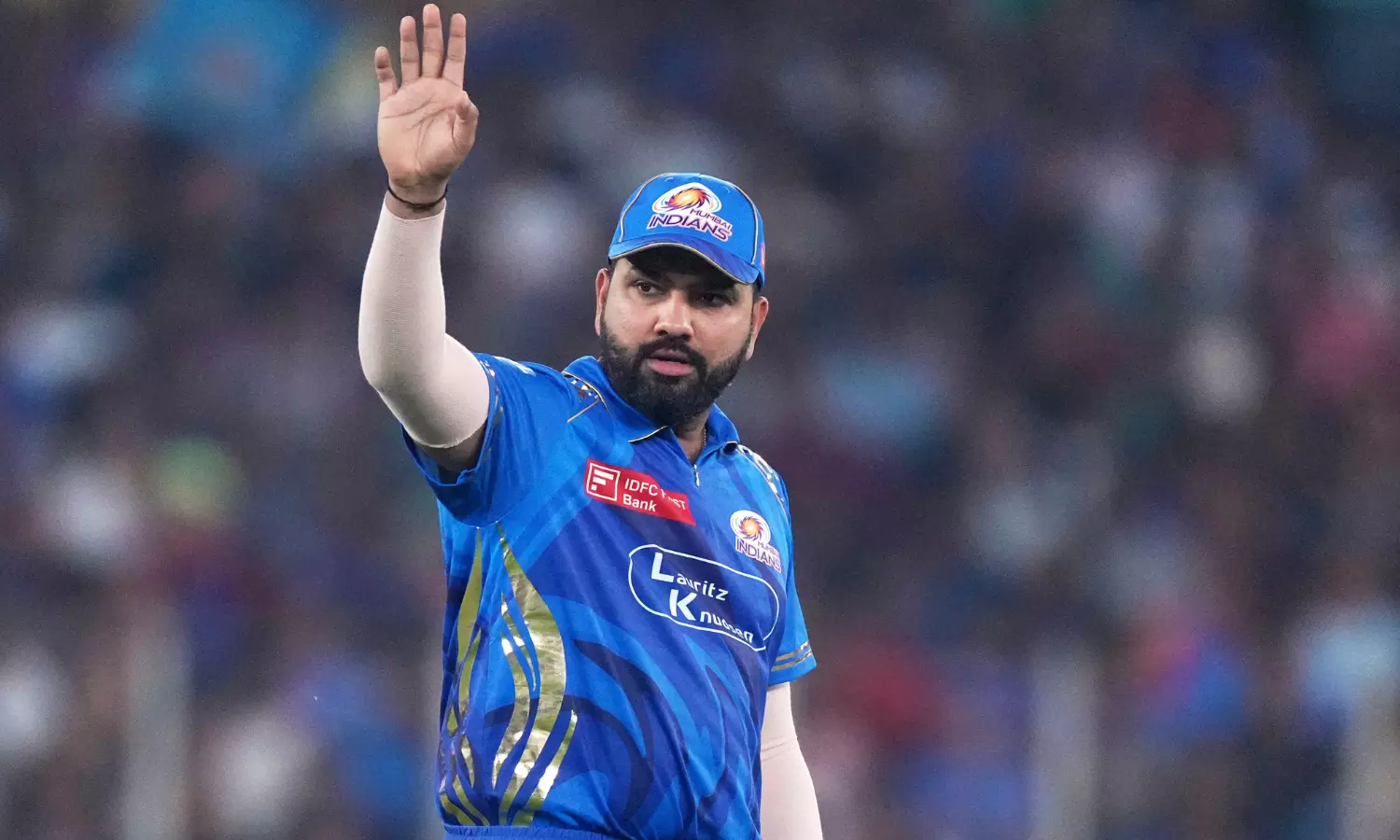 Rohit Sharma in Blue Jersey Celebration