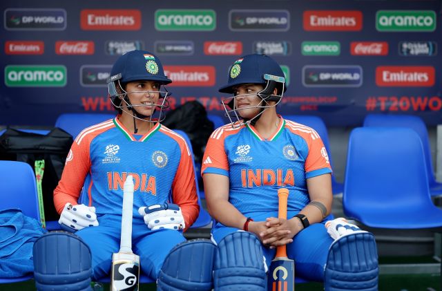 Shafali Verma Sitting with Teammates in Indian Dugout