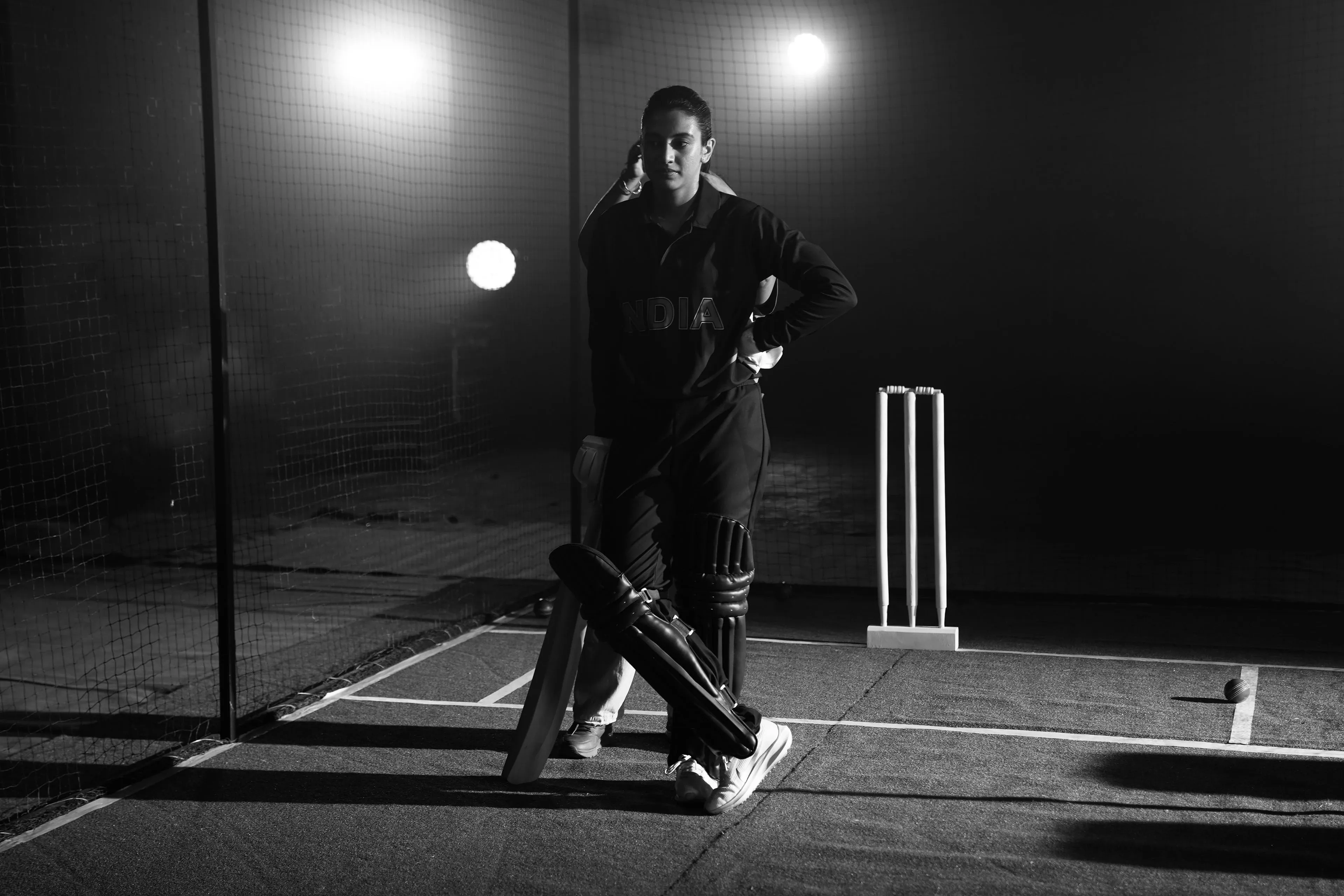 Smriti Mandhana Practices Cricket Under Stadium Lights