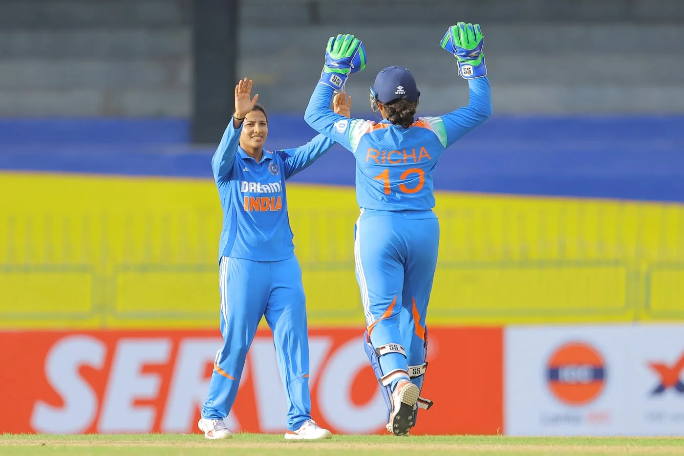 Sneh Rana Celebrates Wicket in Exciting Match