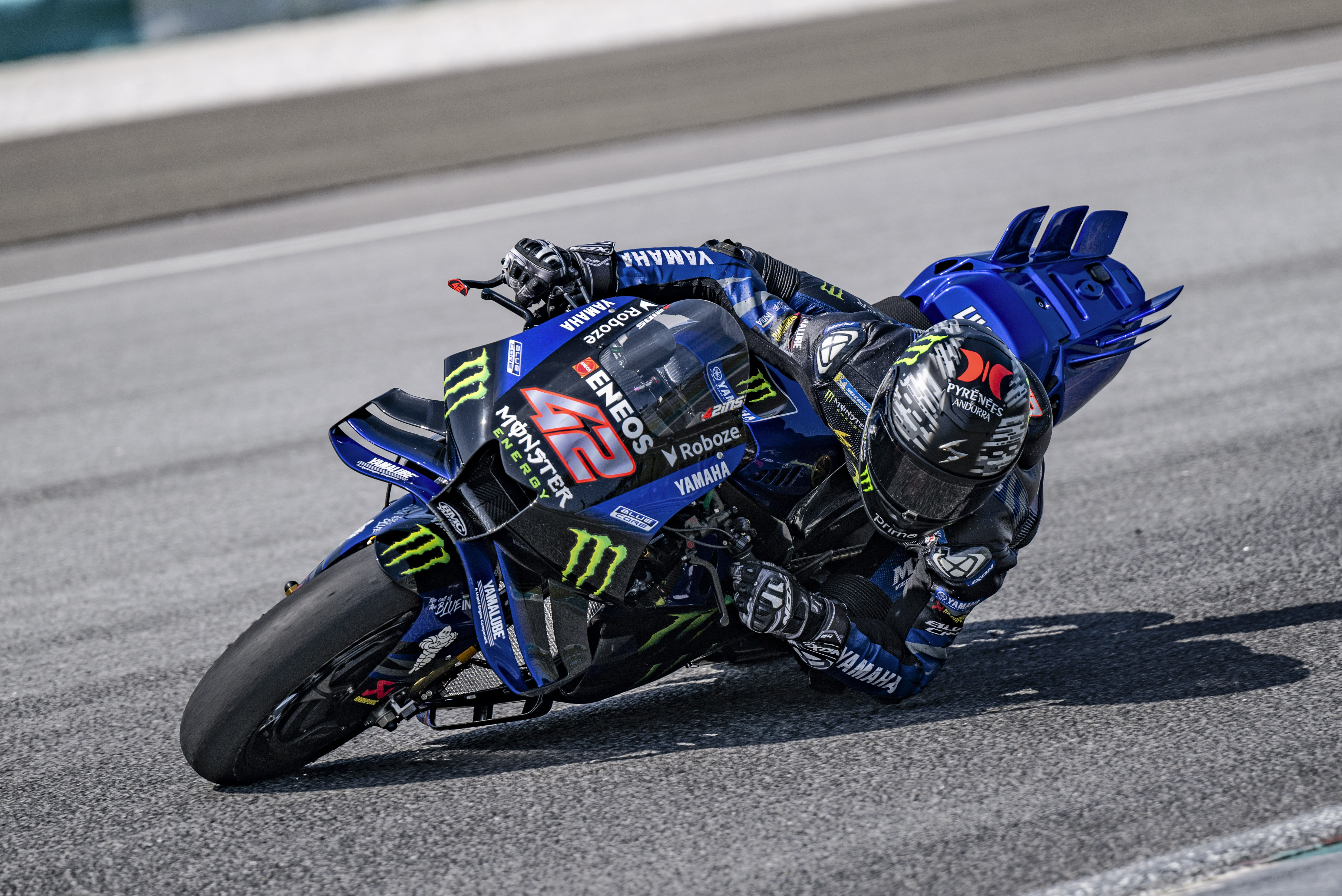 Alex Rins Leaning Yamaha MotoGP Bike on Race Track