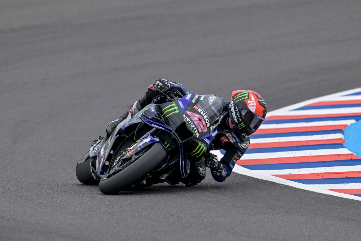 Alex Rins Sharp Lean on Yamaha Monster Energy MotoGP Bike
