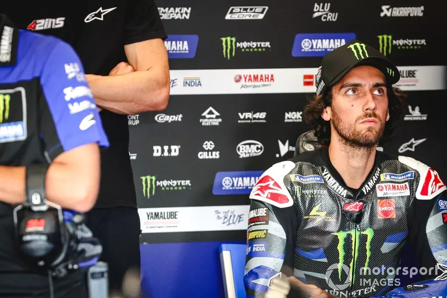 Alex Rins Focused in Yamaha MotoGP Team Garage