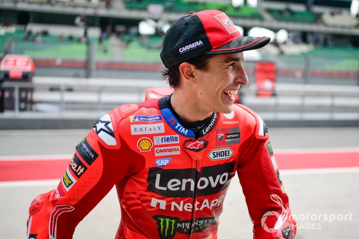 Smiling Marc Marquez in Ducati team gear