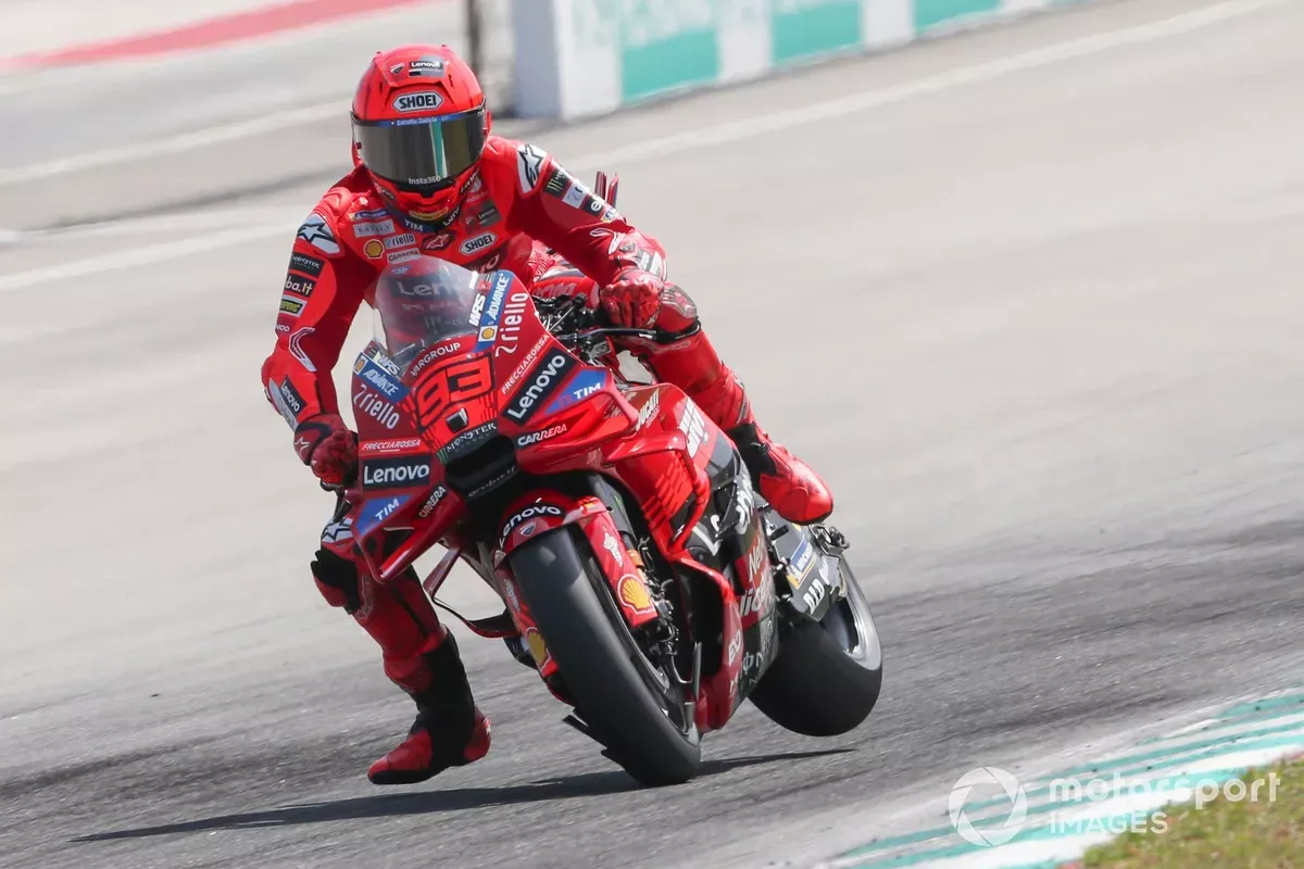 Marc Marquez on the track in action