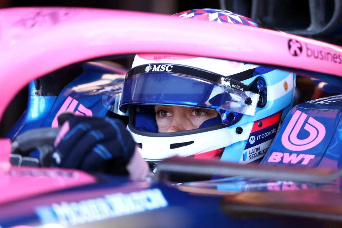 Close-Up of Franco Colapinto Focused Inside the Cockpit